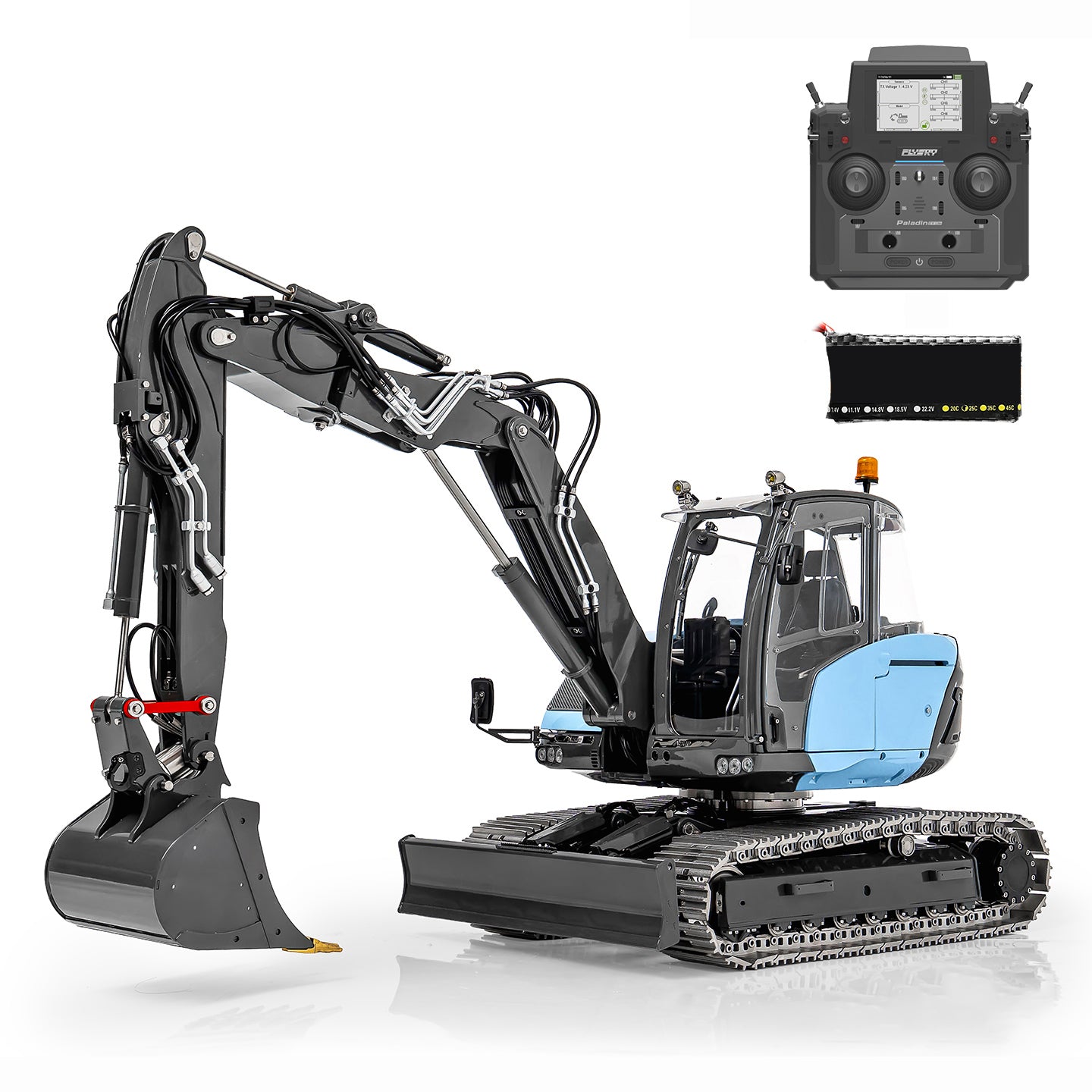 In Stock LESU 1/14 Metal RC Hydraulic Excavator MC15 4Arms Remote Control Digger 15MC 9 Valves Dual Pumps Light Sound PL18EV Lite