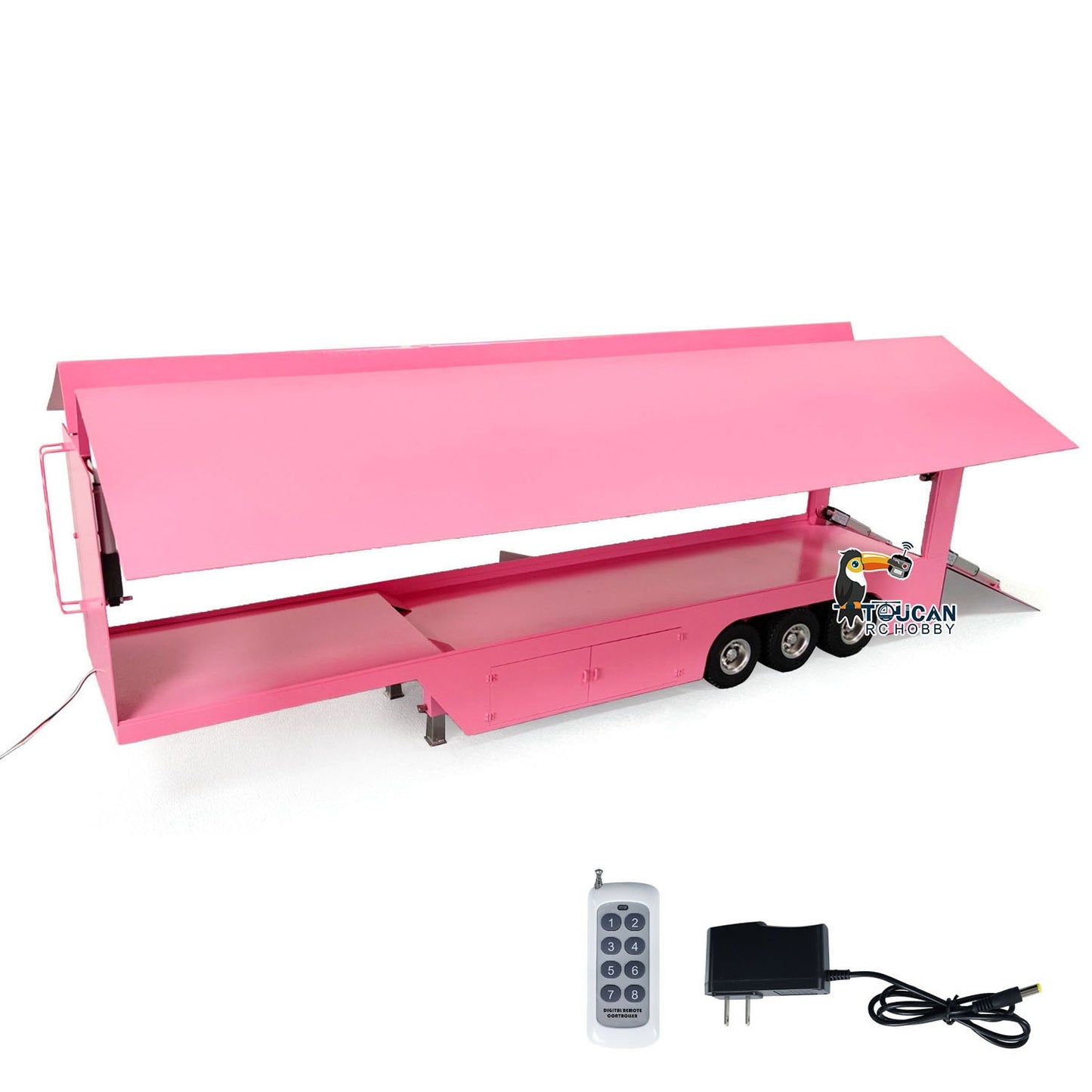 1/14 Metal RC Mobile Stage Vehicles Remote Controlled Roadshow Trailer Truck Painted Assembled for Performance Hobby Model