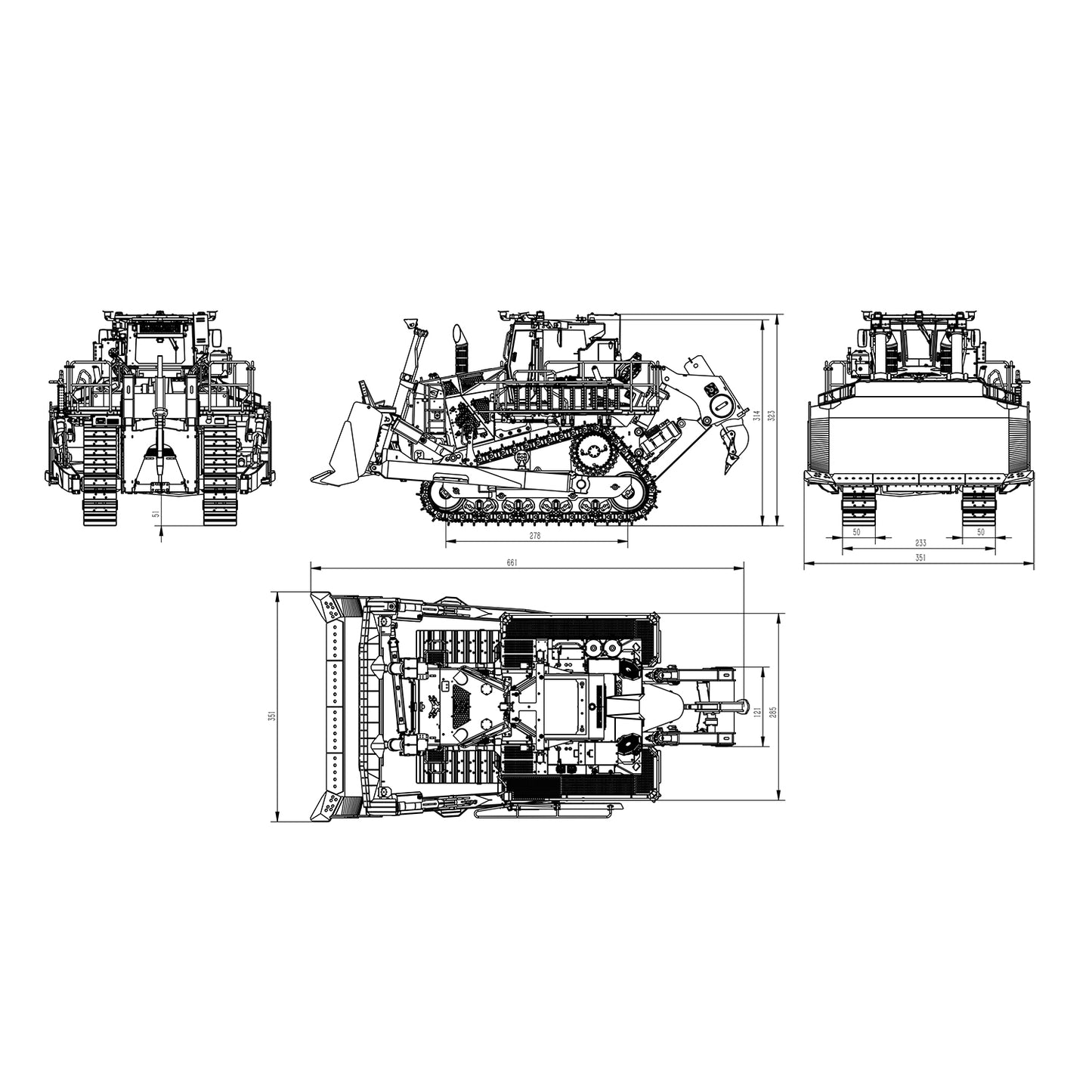 Super Frog 1/14 Metal RC Hydraulic Bulldozer LR776 3way Blade 7CH Valve Automatic Grease System Electric Wipers FrSky X20R Radio Controller