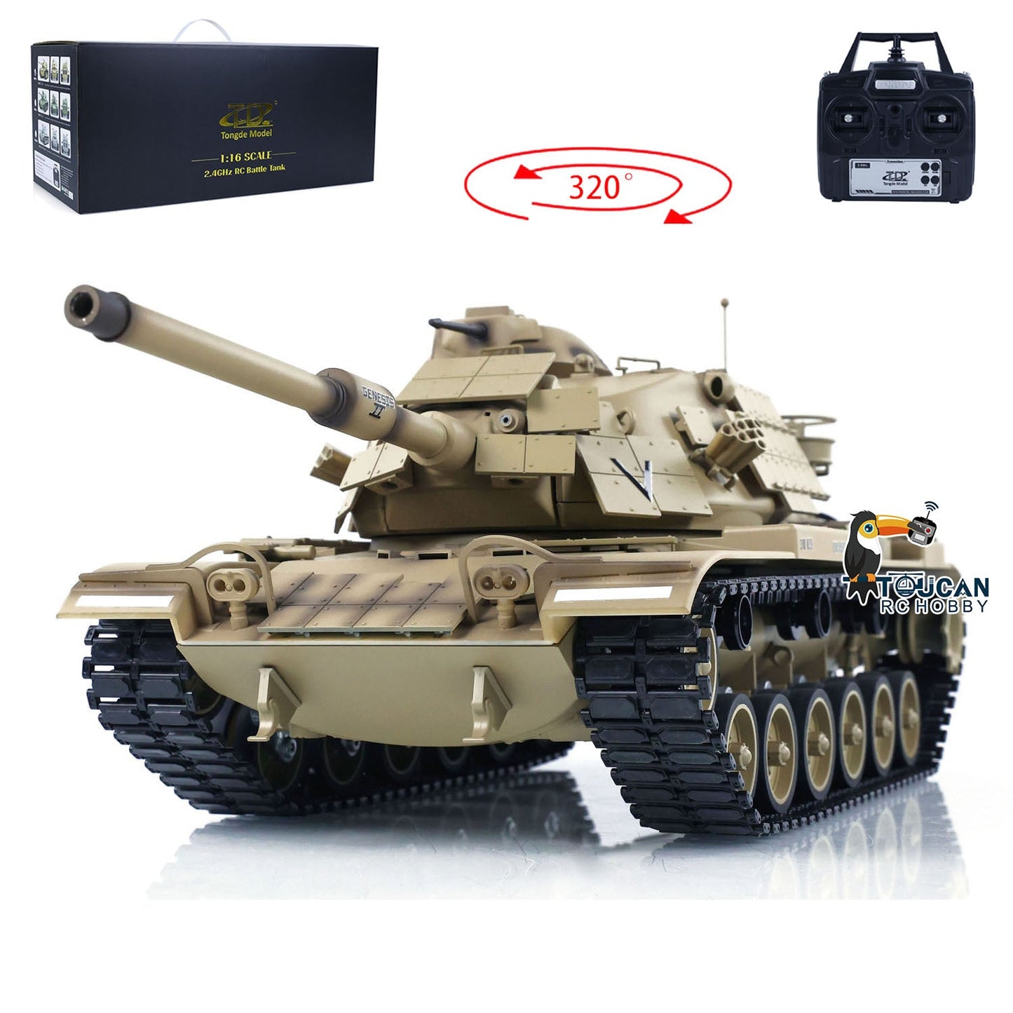 Tongde Model 1/16 RC Battle Tank M60A1 ERA USA Hobby Model Remote Control Armored Vehicle Panzer Sound Painted Assembled