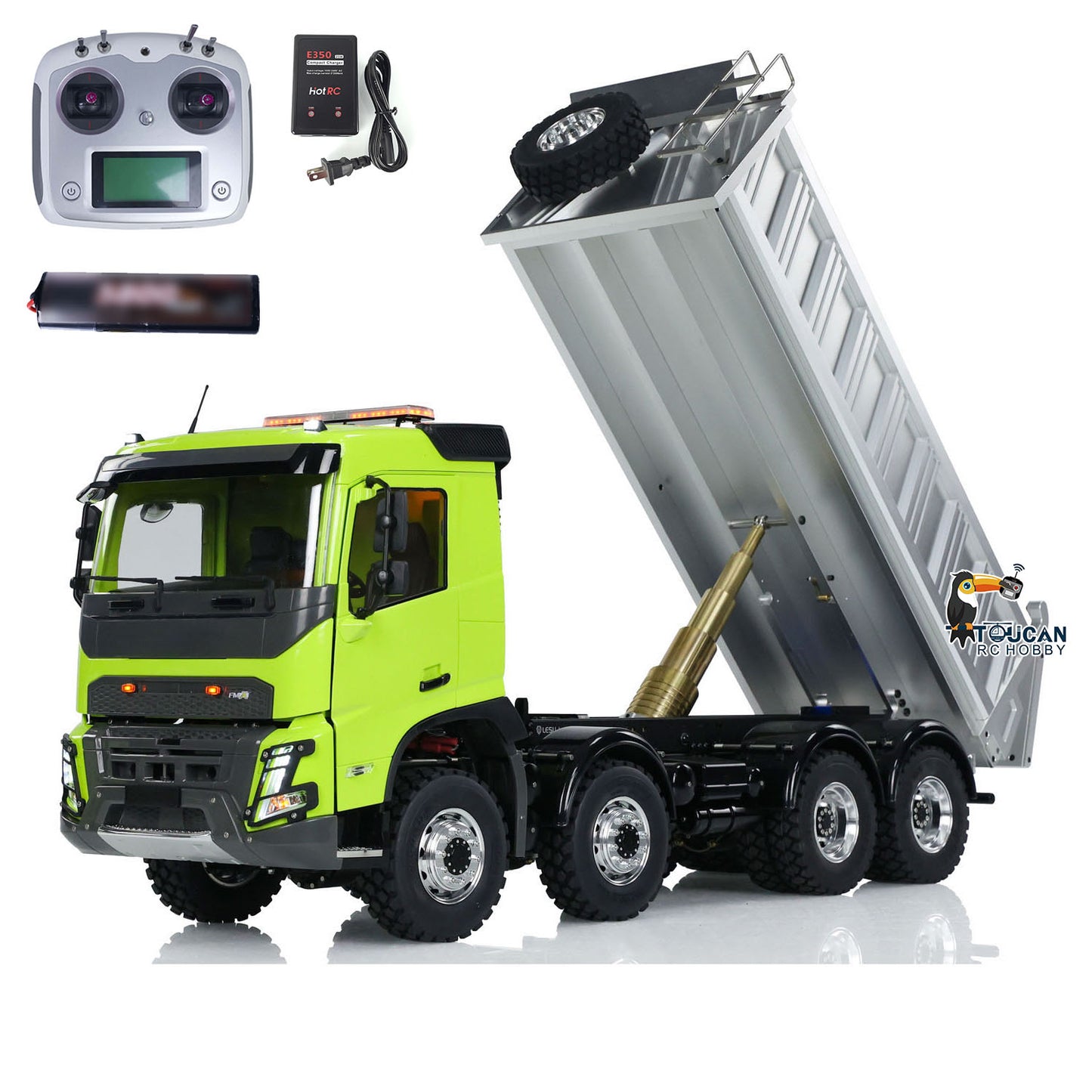 LESU 1/14 RTR RC Hydraulic Dump Truck FMX Cabin 8X8 Metal Chassis Dumper Assembled and Painted Light Sound System FS I6S