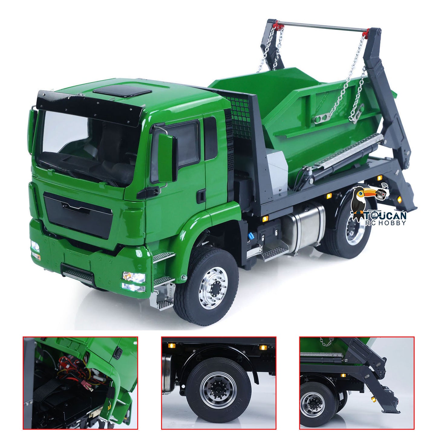 LESU 4X4 1/14 RC Hydraulic Swing Arm Garbage Truck Skip Loader TGS Paintied Car
