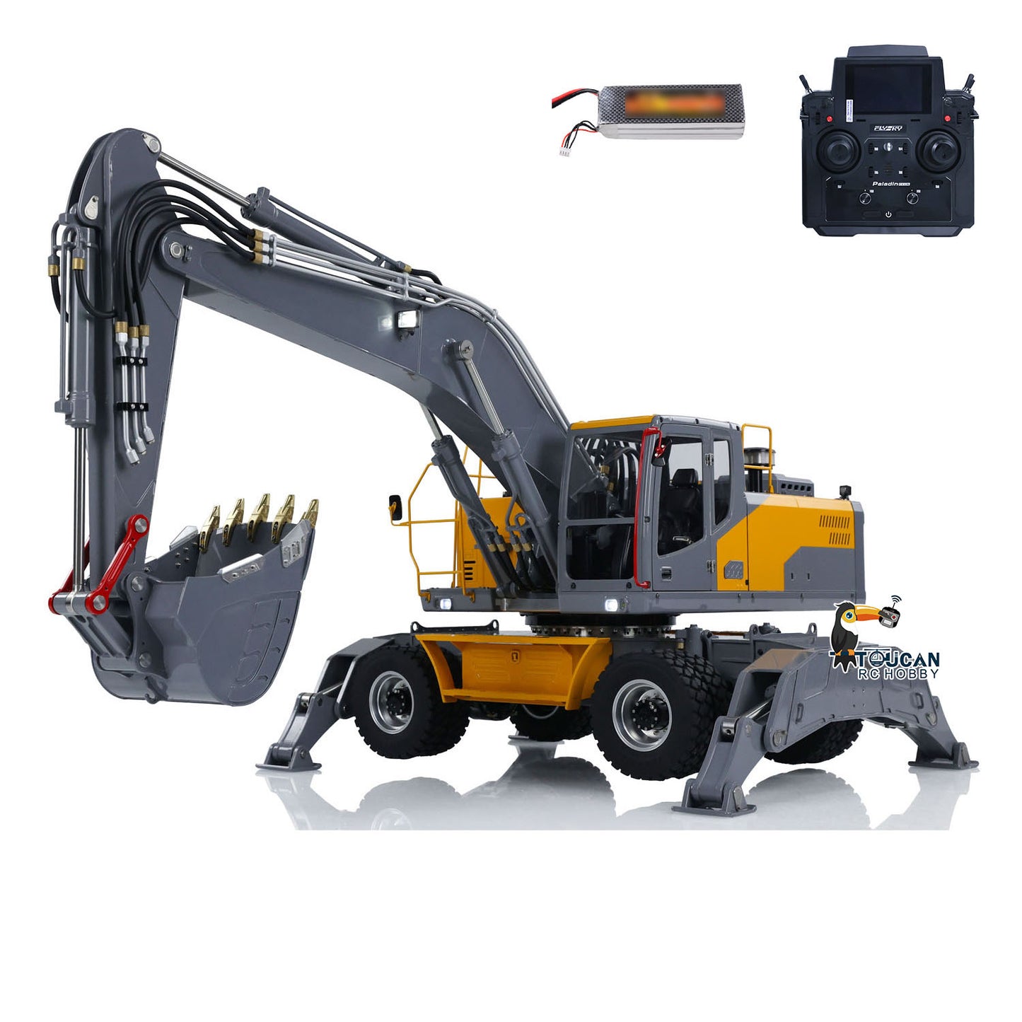 1/14 LESU RC Hydraulic Excavator Aoue ET30H Wheeled Digger Assembled and Painted Model Light System Pump Valve