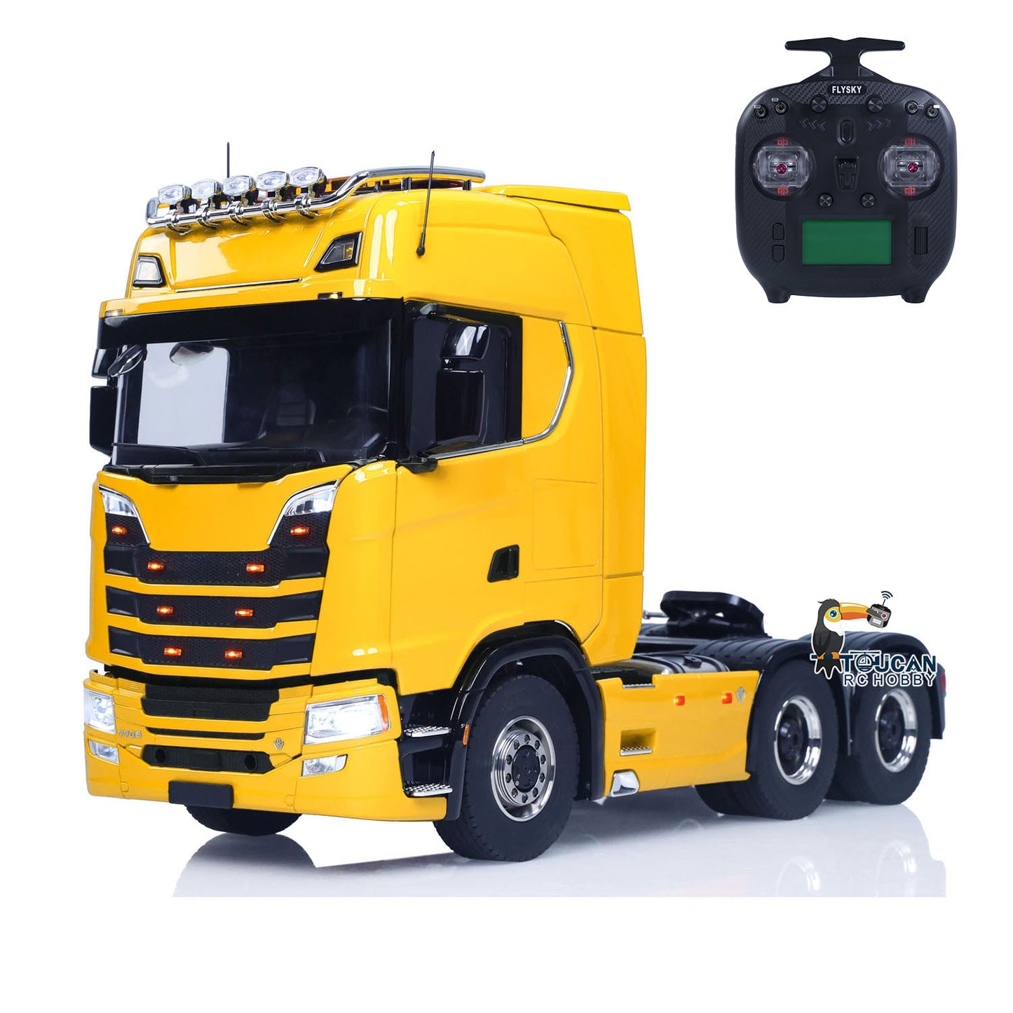 770S 1/14 6X6 RC Tractor Truck Liftable Rear Axle Wheel Hub Reduction Differential Locks Hobbywing ESC Flysky ST8 Light System