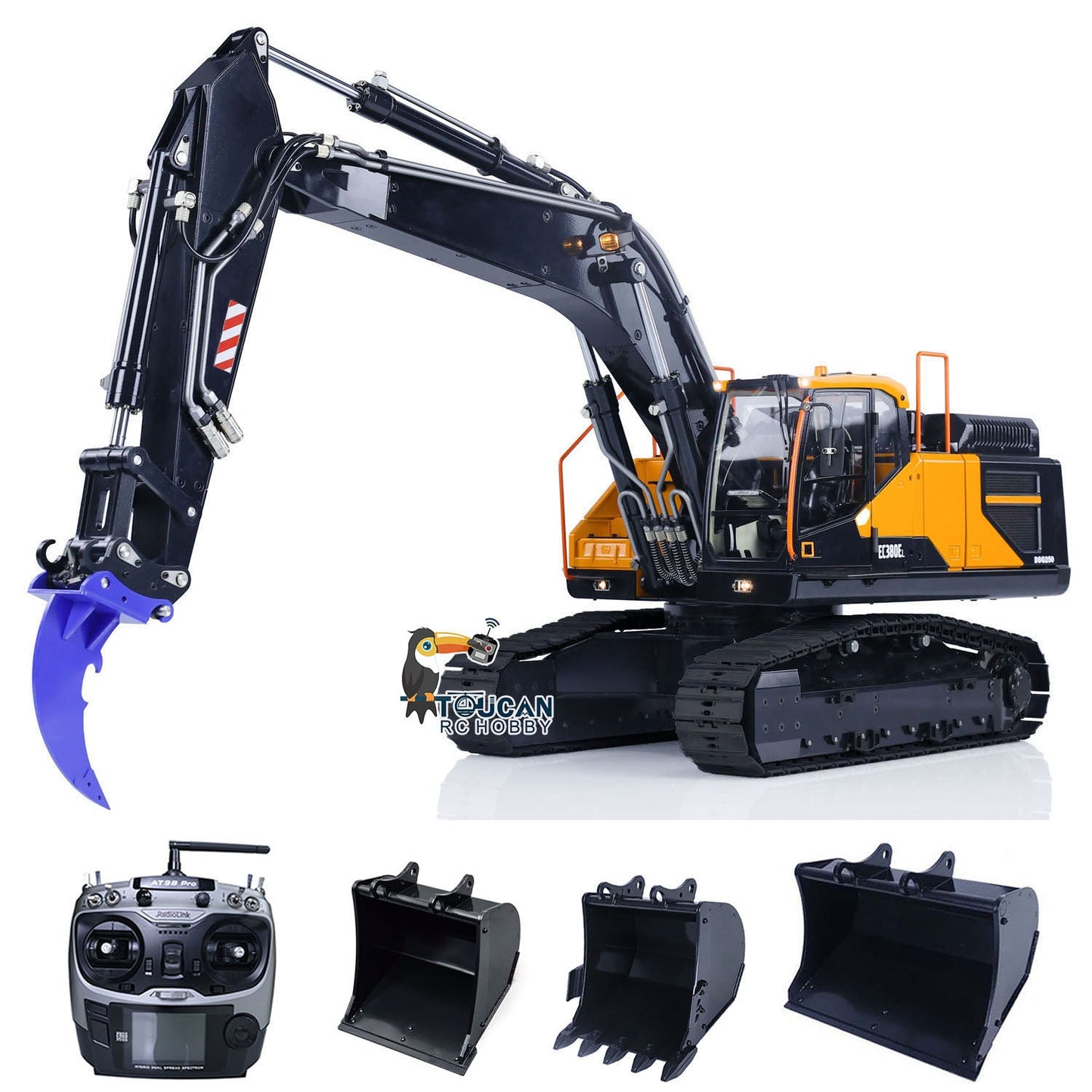 MTMODEL 1/14 2 Arms EC380 Metal RC Hydraulic Excavator Tracked Electric Wireless Control Digger Model Heavy Machine Vehicles