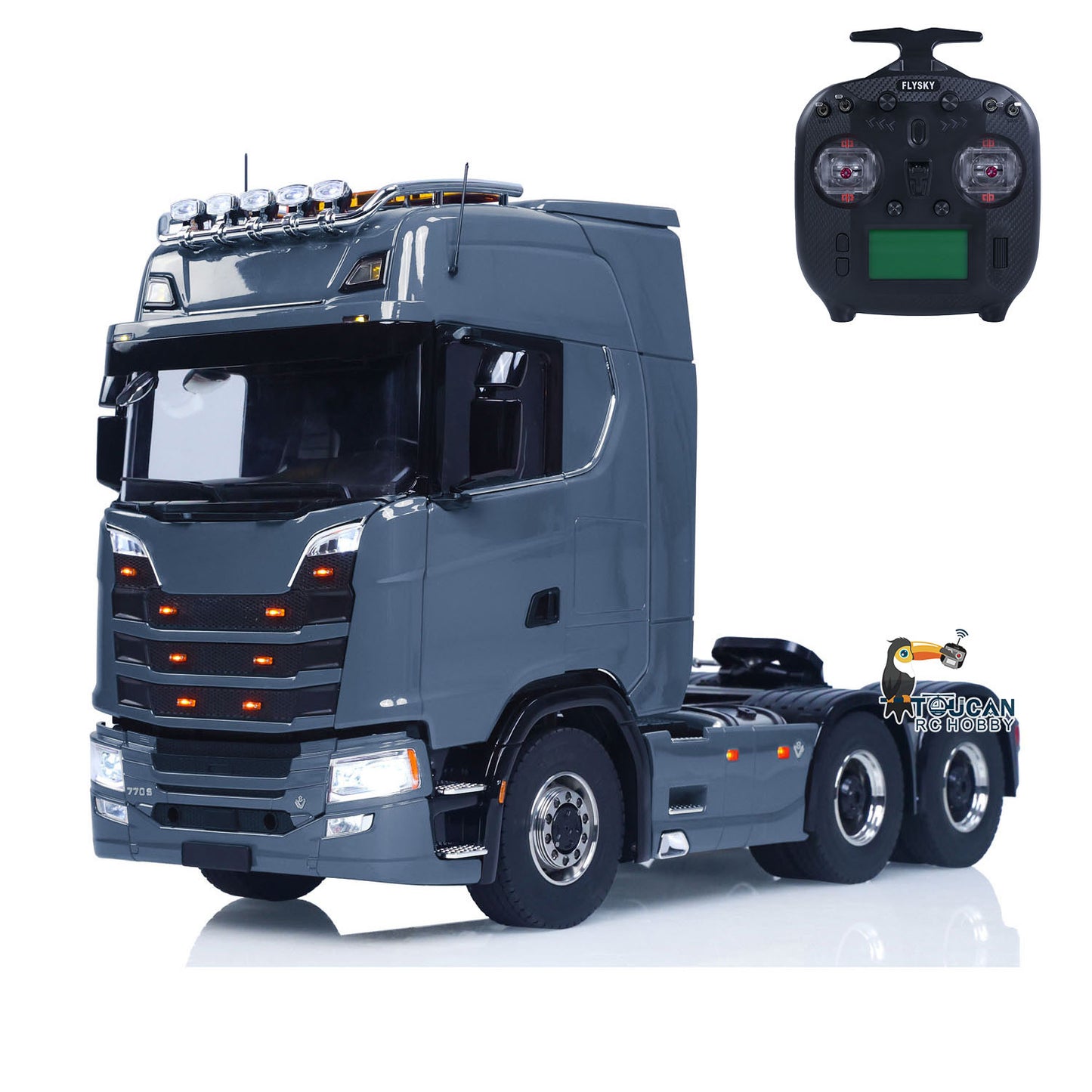 770S 1/14 6X6 RC Tractor Truck Liftable Rear Axle Wheel Hub Reduction Differential Locks Hobbywing ESC Flysky ST8 Light System