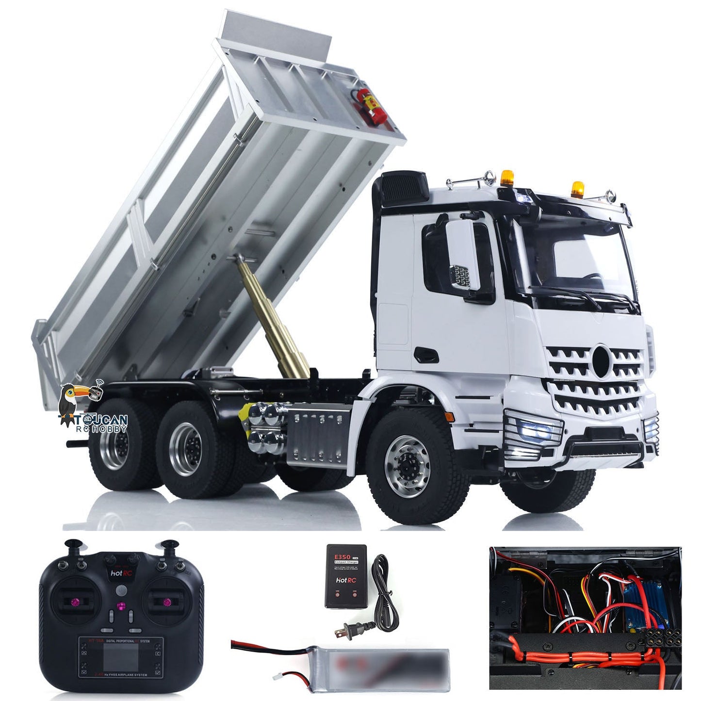 2Speed 3348 Metal Chassis 1/14 RTR RC Hydraulic Dumper Remote Control Tipper Model NO Lock Differential Axle Light Sound Battery