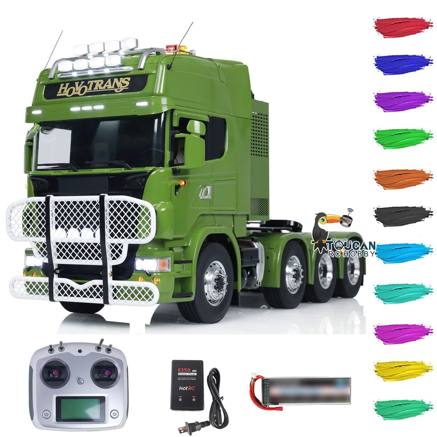TOUCAN 1/14 8X8 Metal Chassis RC Tractor Truck RTR Radio Controlled Car Ready to Run Smoke Unit FlySky I6S ESC Servo Motor