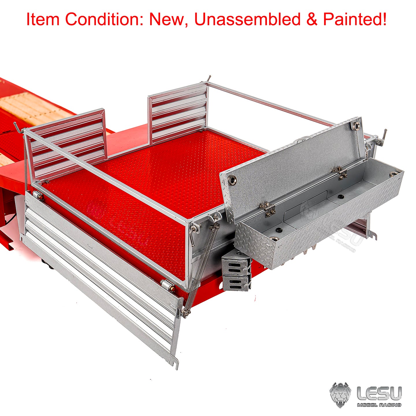 LESU 1/14 RC Metal Trailer KIT A0054 Hydraulic Lifting Tailboard 4 Axles Steering Available for DIY RC Tractor Truck Lorry Car