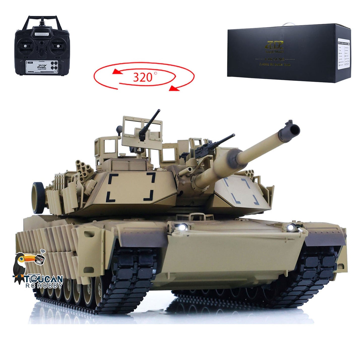 Tongde 1/16 Abrams M1A2 RC Infrared Battle Tank SEP TUSK II Remote Controlled Electric Panzer RC Hobby Model 320 DIY