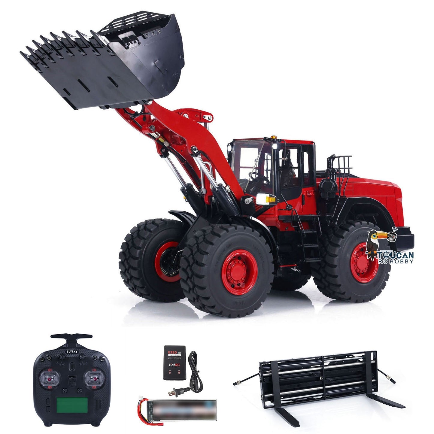 Metal 1/14 RC Hydraulic Loader WA480 Heavy Construction Machine Differential Lock Axles Quick Coupler Fork Light Sound ST8