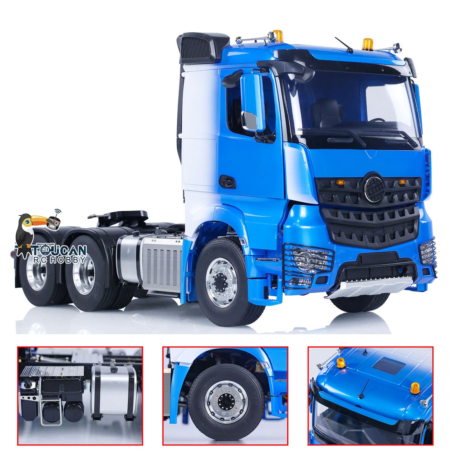 1/14 6x6 RC Tractor Truck RTR Wireless Control Car Electric Model Metal Chassis Sounds 2-Speed Gearbox Roof Rotation Light