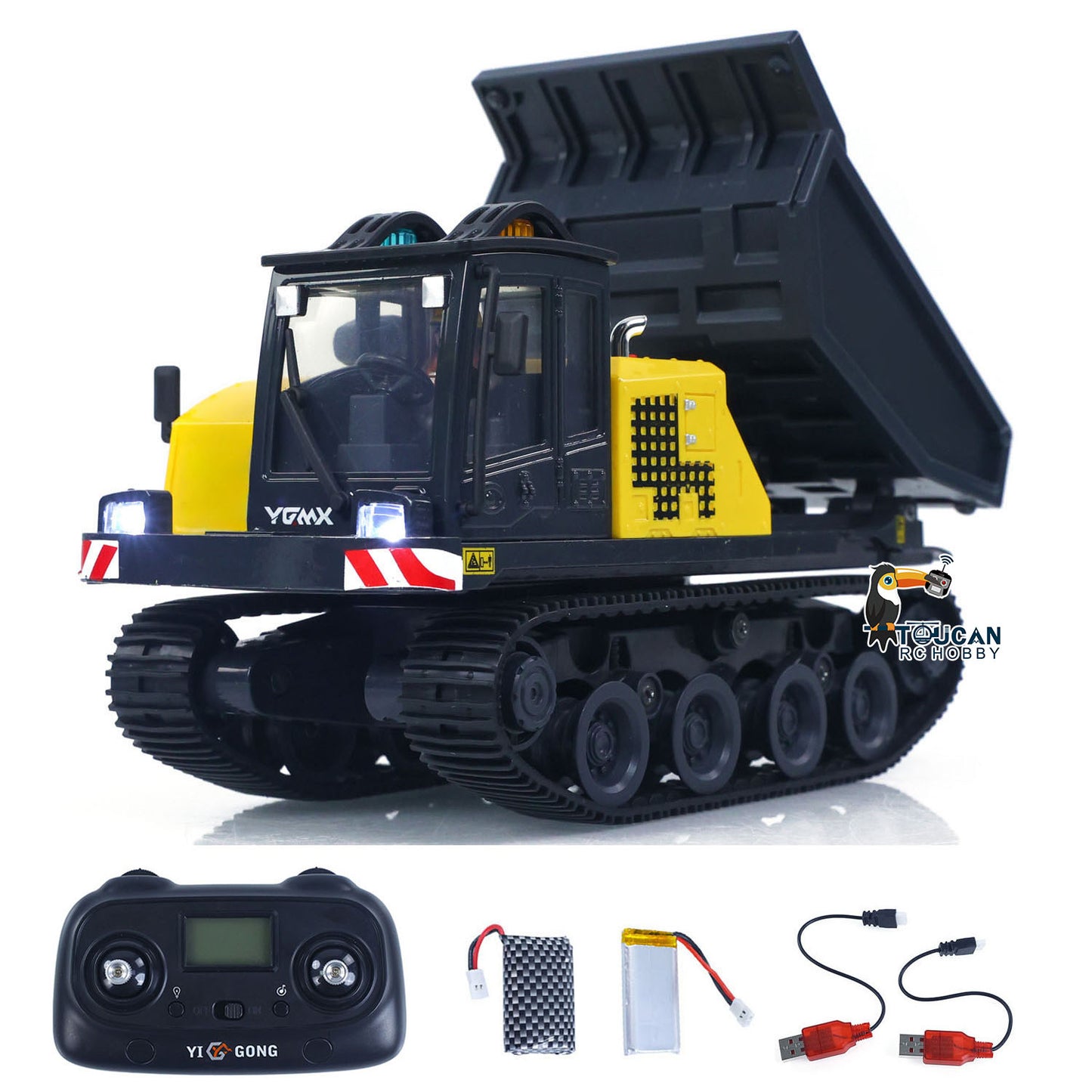 US STOCK 1/50 T14R Panther RTR Electric RC Crawler Dump Truck Construction Vehicle Tracked Tipper Finished Model Toys Lights Sounds Unit