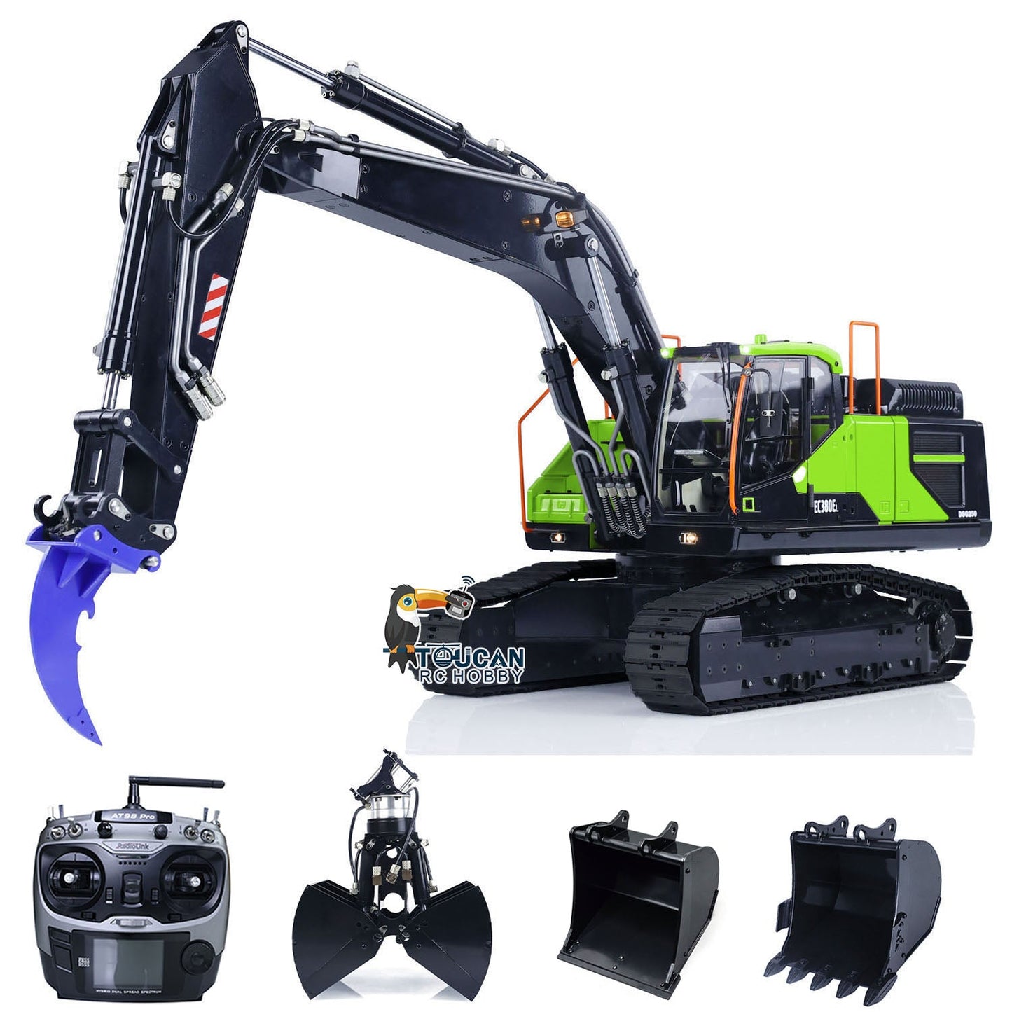 MTModel 1/14 2 Arms Metal EC380 RC Diggers Remote Control Hydraulic Excavator Assembled and Painted Vehicle Car Model Heavy Machine