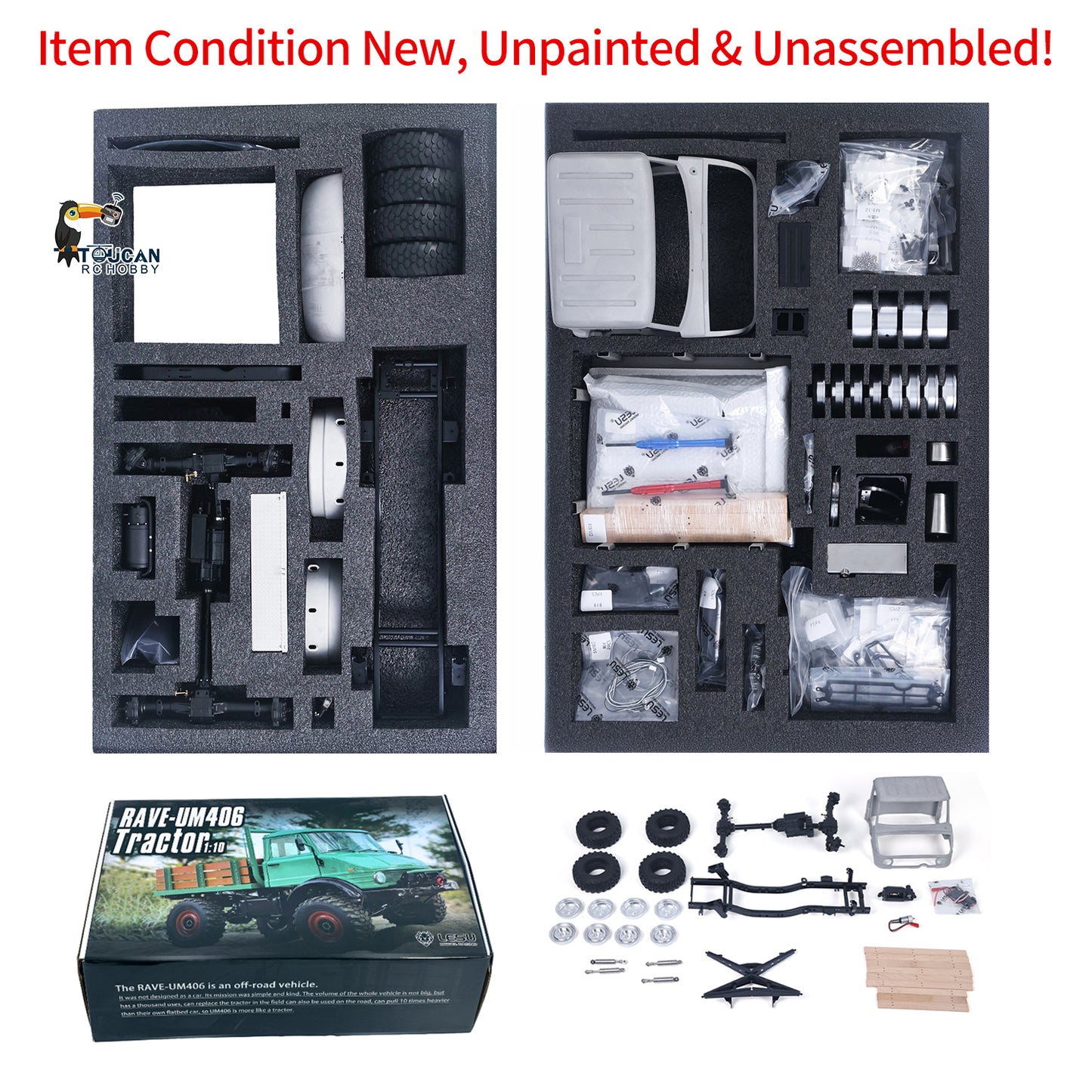 LESU 1/10 U406 RC Off-Road Vehicles for 4x4 Truck Remote Control Climbing Car Hobby Model DIY Vehicle 433x238x248mm
