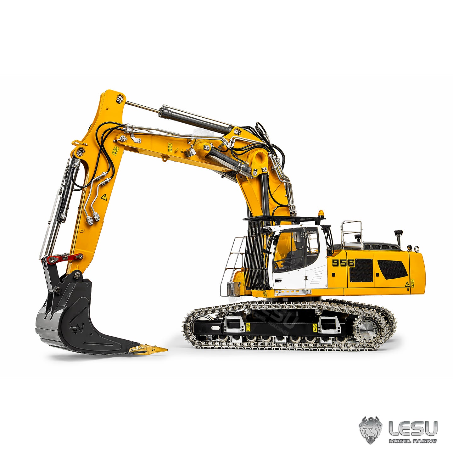 LESU 1/14 RC Hydraulic Excavator LR956 Metal 3 Arms Remote Control Digger Model 4+3CH Valve Dual Pumps Light Flysky PL18EV LITE