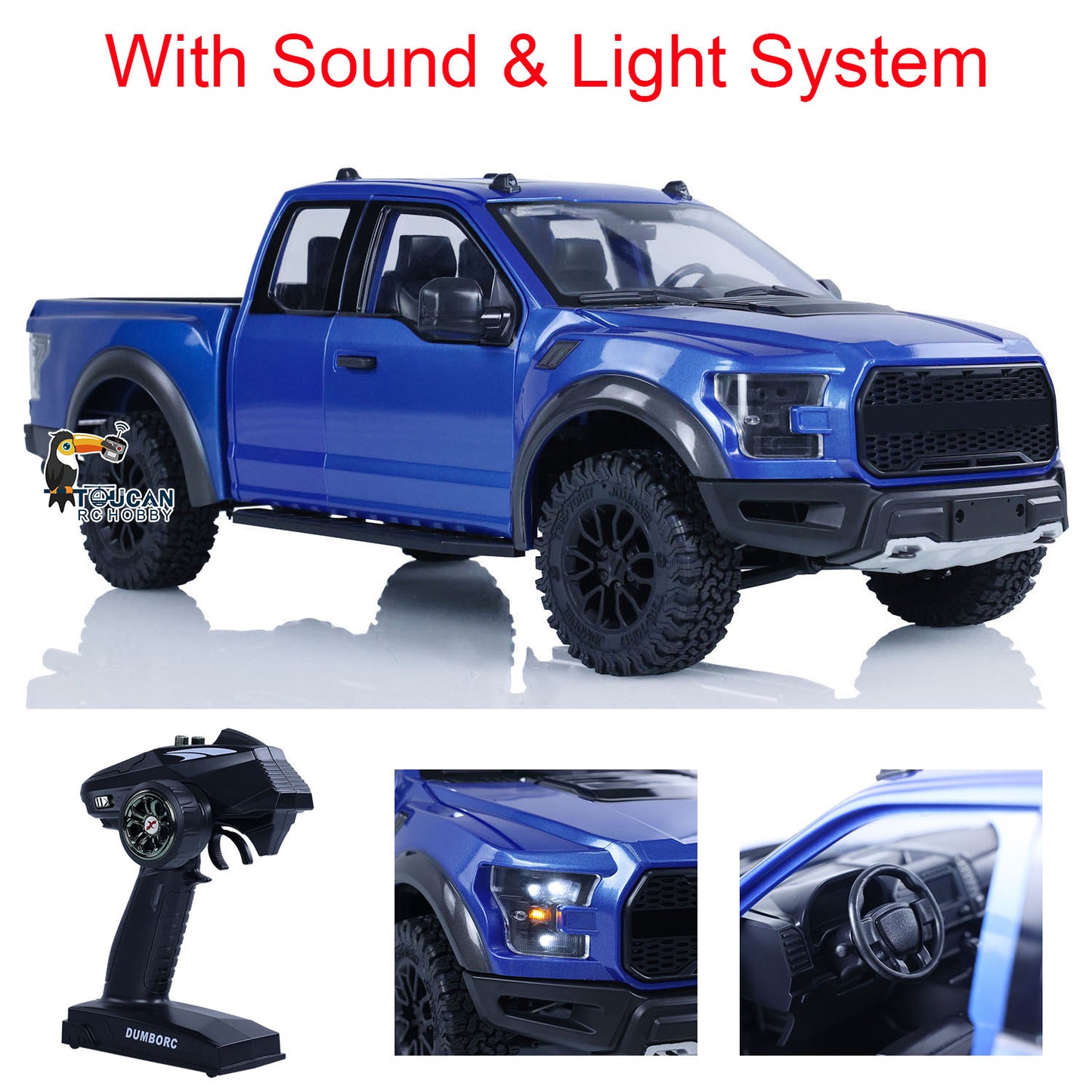 JDM 1:10 RC Crawler Car F150 Remote Control Off-road Vehicles Sound Light System with Sound Light System Hobby Model Gift