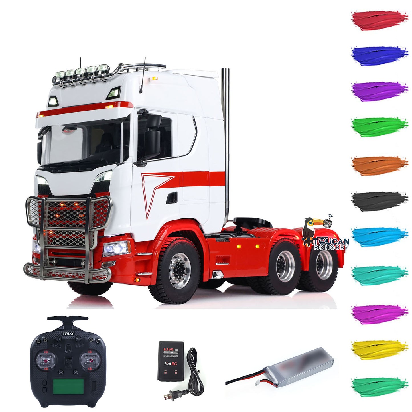 6x6 Metal Chassis 1/14 RC Remote Control Tractor Trcuk ST8 Radio Sound 2-speed Assembled and Painted Construction Vehicle