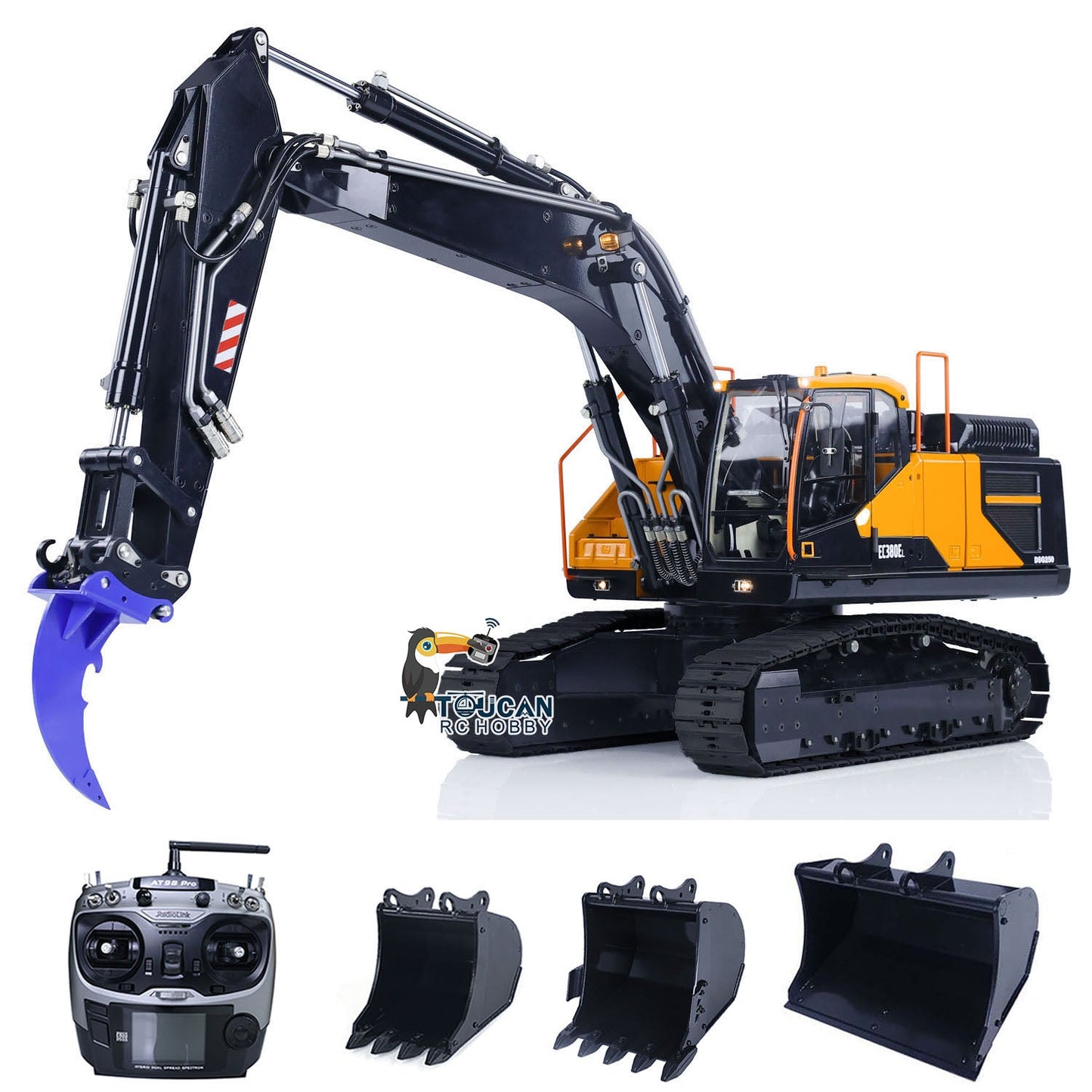 MTMODEL 1/14 2 Arms EC380 Metal RC Hydraulic Excavator Tracked Electric Wireless Control Digger Model Heavy Machine Vehicles