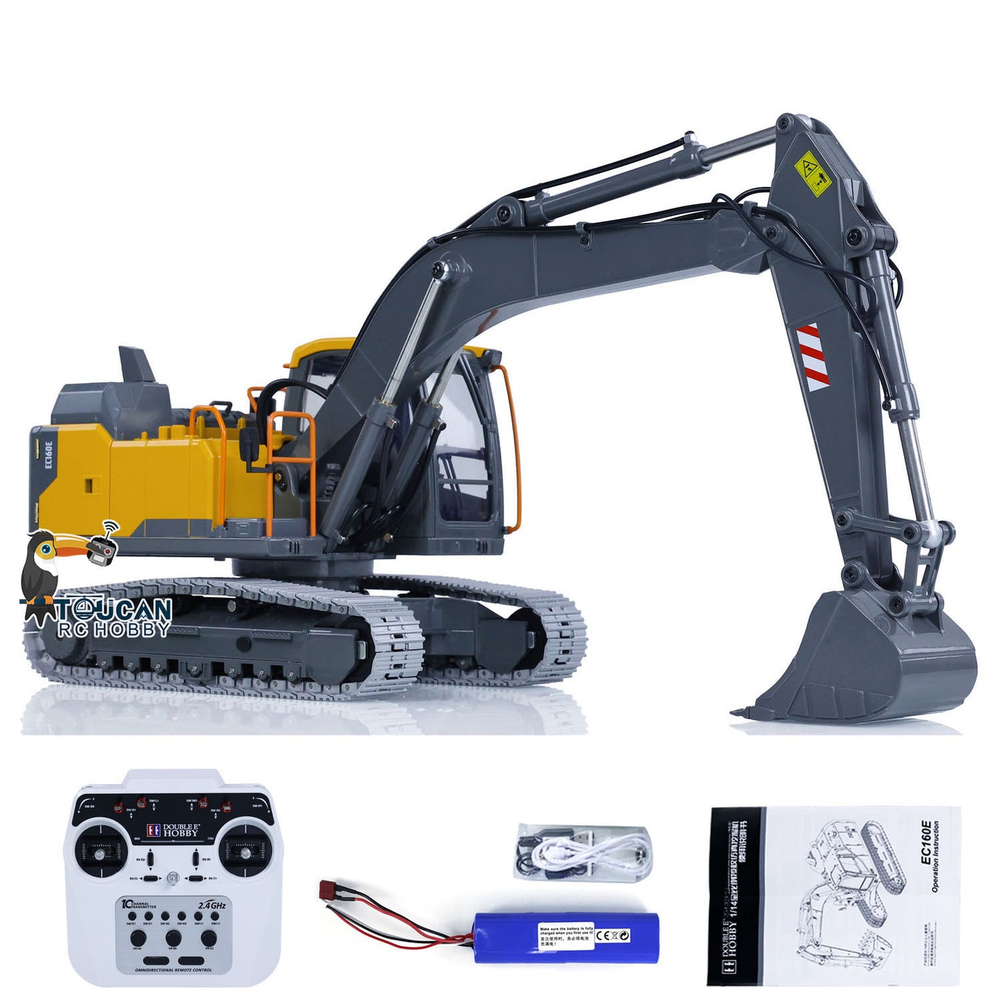 1:14 RC Excavator Double E E010 EC160E Full Alloy Metal Engineering Vehicle Toys ESC Motor Servo Painted and Assembled