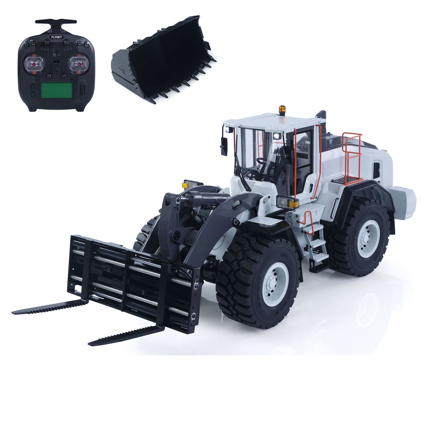 MTRC Metal 1/14 RC Hydraulic Loader E260L 5CH Valves Remote Control Engineering Vehicles Axle Locks Quick Coupler Lights Sounds Assembled Painted
