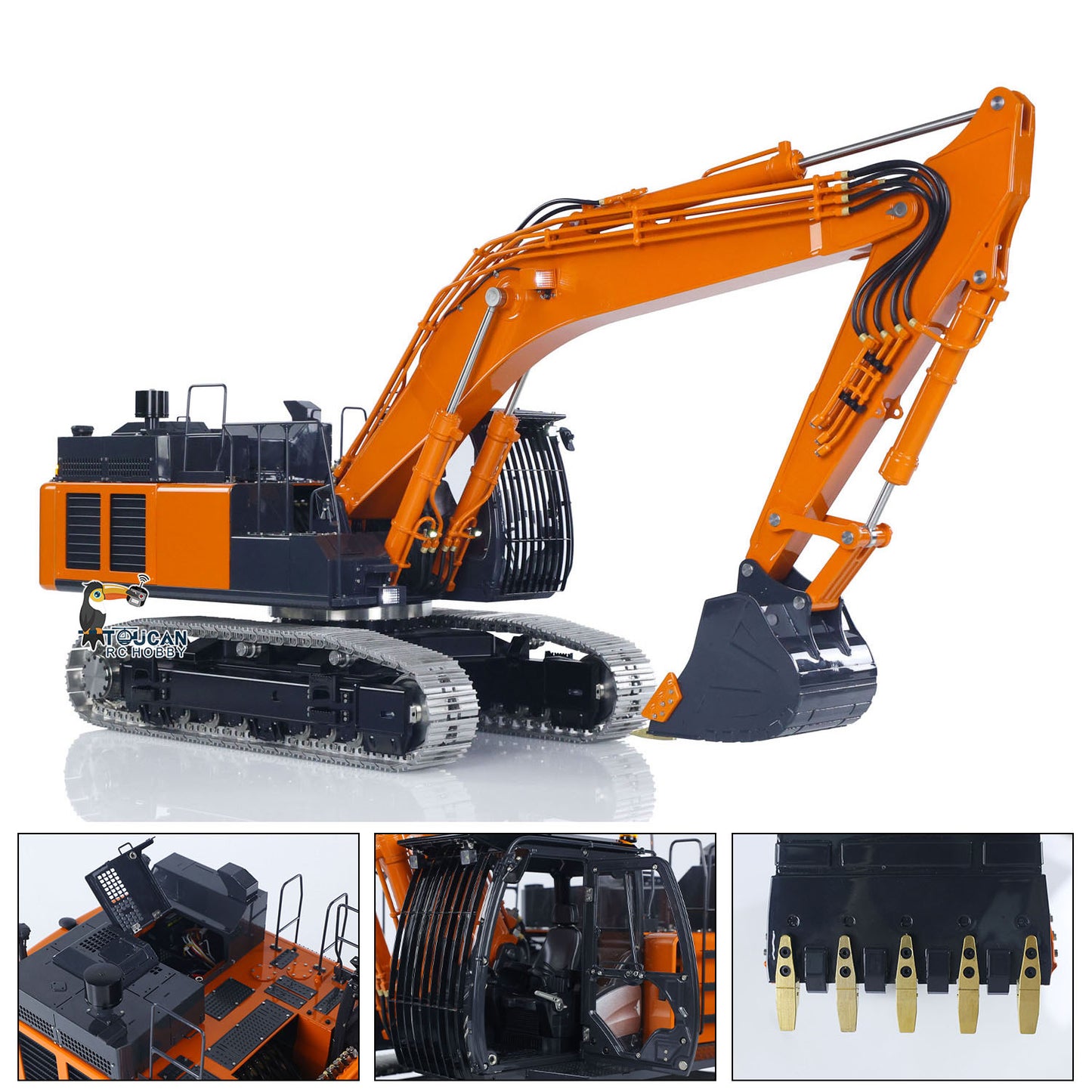 US Stock LESU 1/14 RC Hydraulic Excavator Model Aoue ZX490 Metal Remote Control Heavy Digger Car 6CH Valve Light 6CH Electrical Slip Ring