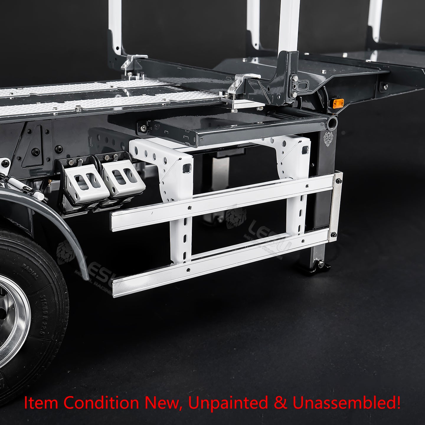 LESU 1/14 Metal RC Log Semi Trailer KIT Wood Transport Vehicle Light Electric Drum Brake Lifting Leg for TAMIYA Tractor Dumper Unassembled