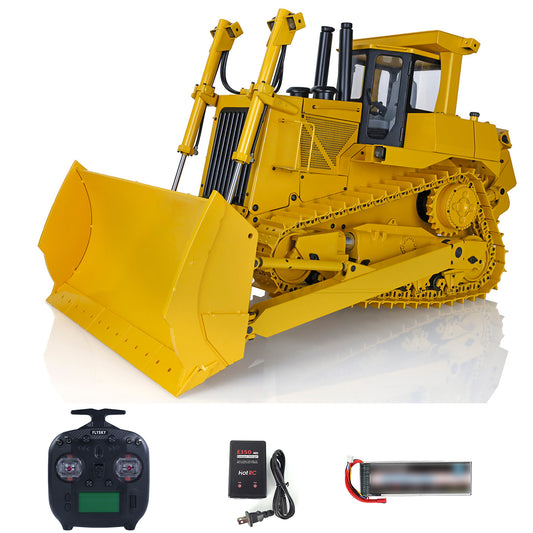 US STOCK Metal 1/14 RC Bulldozer Hydraulic DXR2 Remote Control D10T Tracked Dozer Model