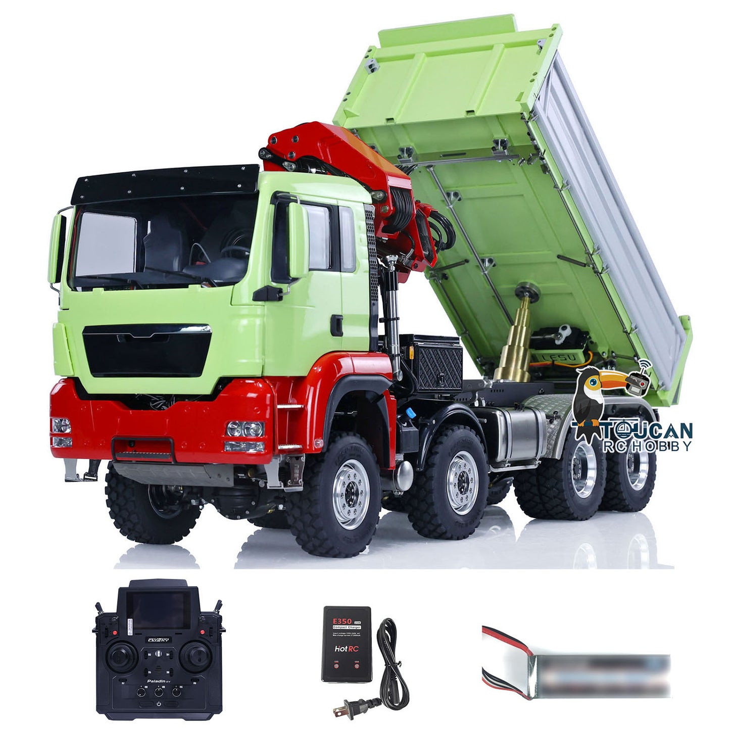 LESU 1/14 8*8 TGS 3-Ways RC Hydraulic Dump Truck Remote Control Crane Dumper PL18EV Ready to Run Light Sound System