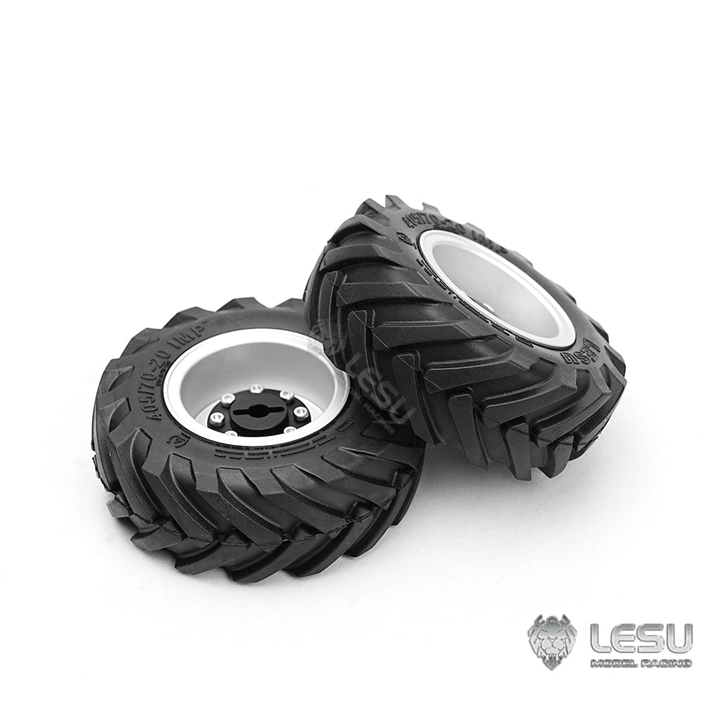 1Pair Wheel Metal Hub Rubber Tire for LESU AOUE MCL8 AT1050 6MDX DIY 1/14 RC Hydraulic Loader Radio Control Dump Truck Model Car