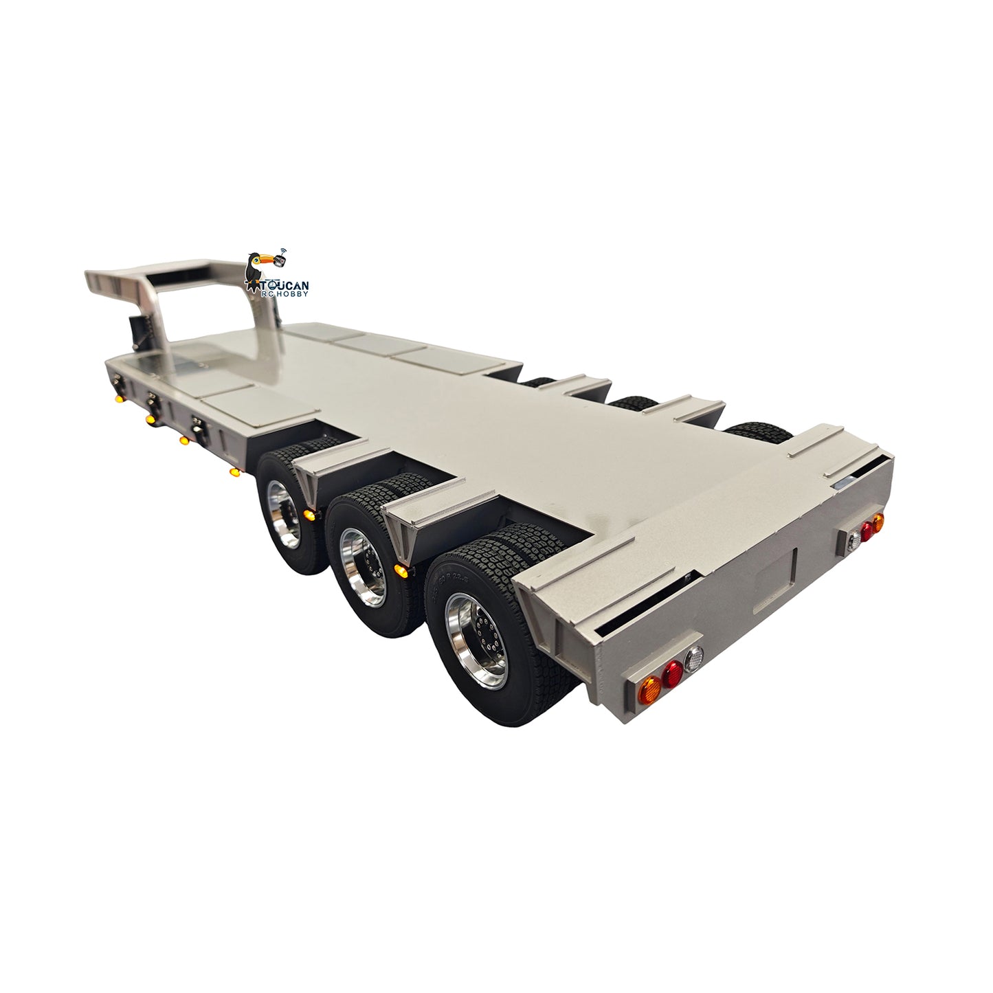 Metal 3Axles Gooseneck Low Flatbed Trailer Manual Support Legs for 1/14 Remote Control Tractor Truck 4151AK RC Lorry Car Model