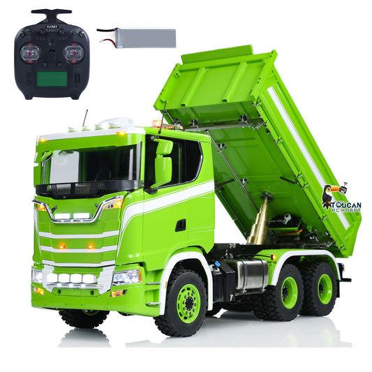 LESU 770S 1/14 6x6 RC Hydraulic Dumper Truck 3-way Remote Controlled Tipper Model Light Sound Smoke