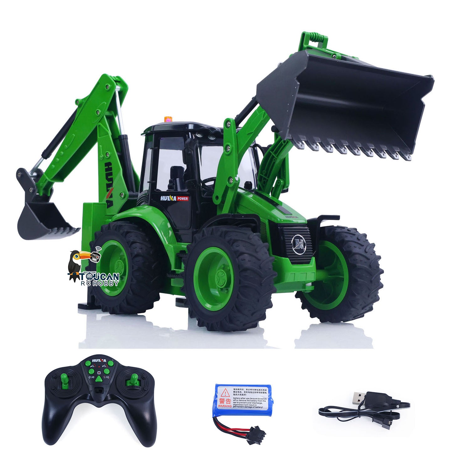 US STOCK HUINA 1/14 1579 Remote Control Backhoe Excavator 2.4G 9CH RC Loader Model Toys