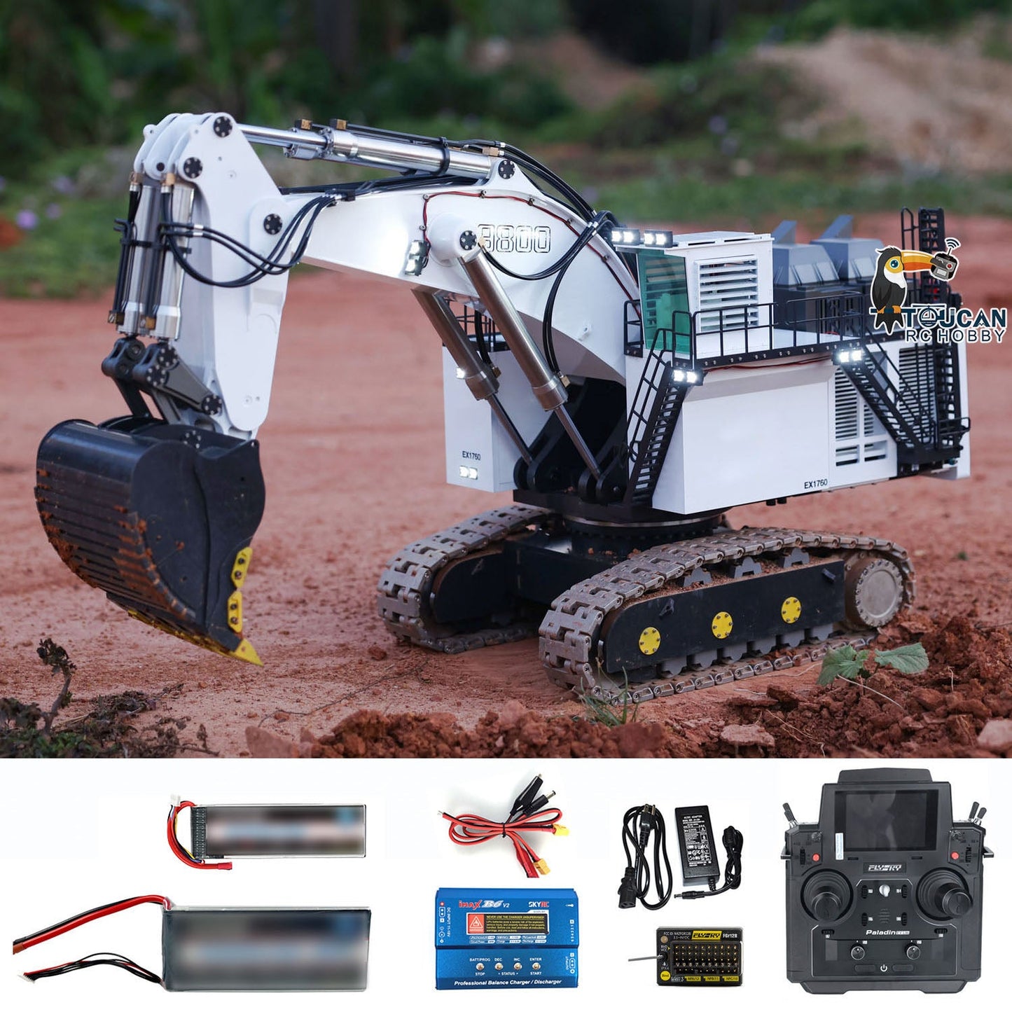 Metal 1/25 R9800 RC Hydraulic Equipment Excavator Heavy Duty Remote Control Diggers Double Pump Hobby Models PNP RTR