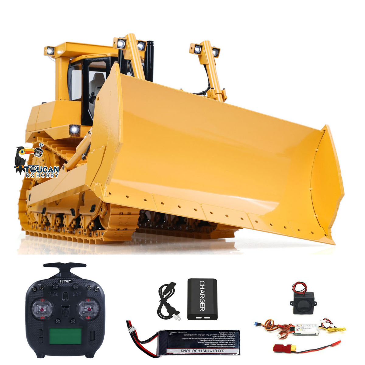 US STOCK 1/14 DXR2 Metal RC Hydraulic Bulldozer Radio Control Dozer 201 New Sound Module