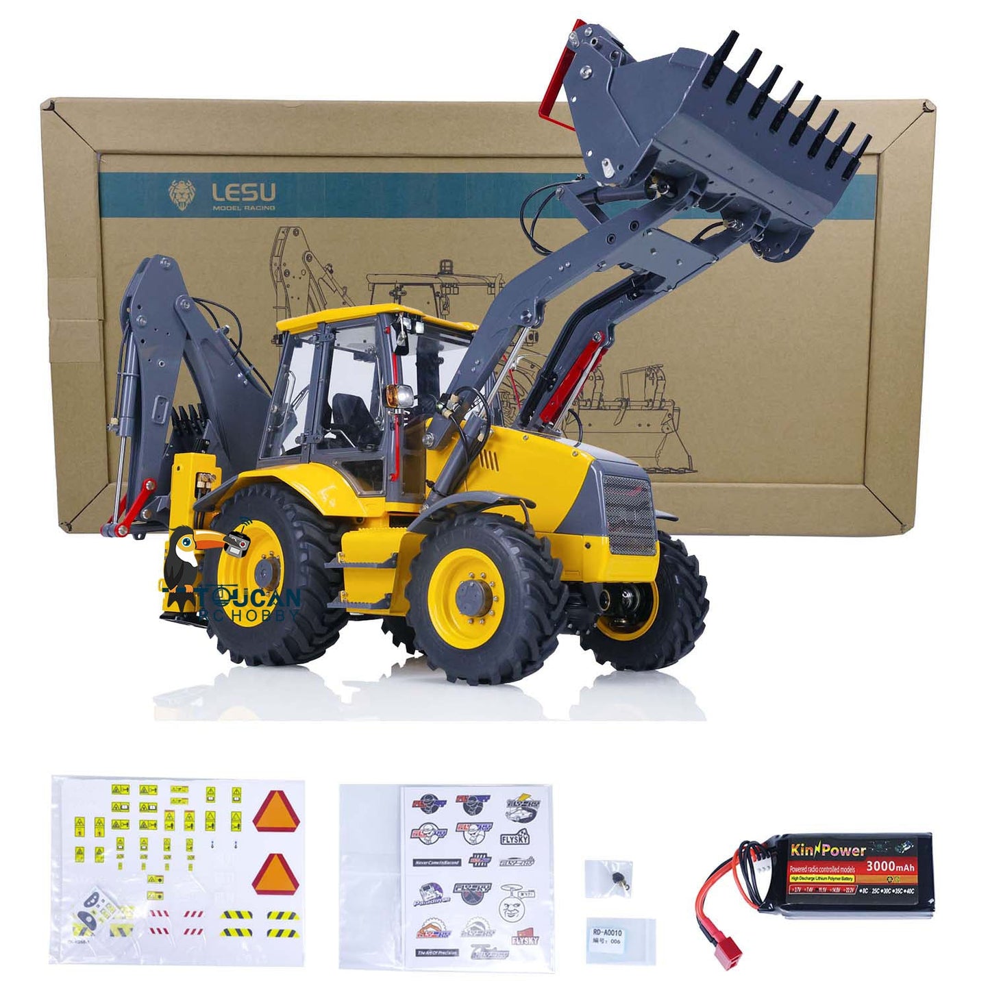 1/14 LESU Backhoe BL71 RC Loader Hydraulic Excavator Vehicle 2 in 1 Electric W/ Light Sound System Receiver Motor Servo ESC Painted Metal