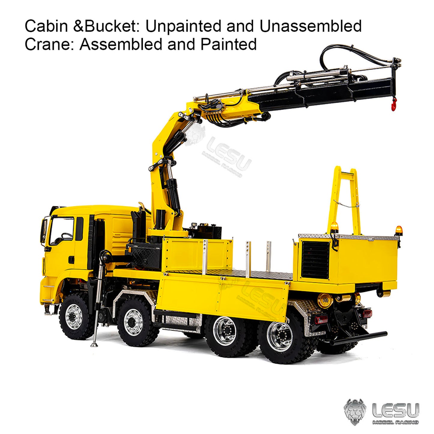 LESU 1/14 RC Hydraulic Roll on off Dumper Truck Crane Unassembled Plastic TGS Cabin Metal 8x8 Chassis Electric Tipper Axles Lock