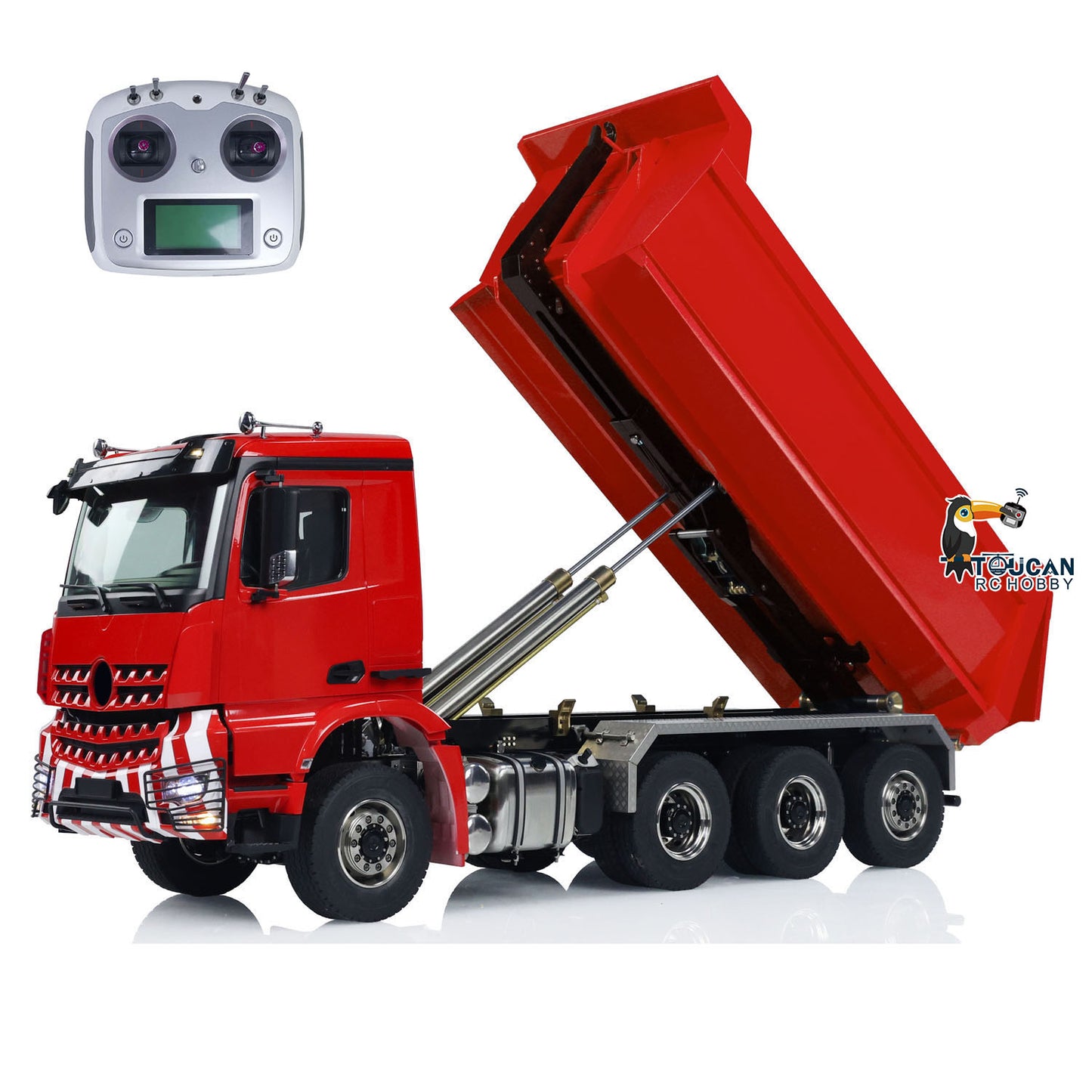 1/14 8*8 Hydraulic RC Full Dump Truck Radio Control Tipper Car with U-shaped High Bucket 3-speed Light Sound System