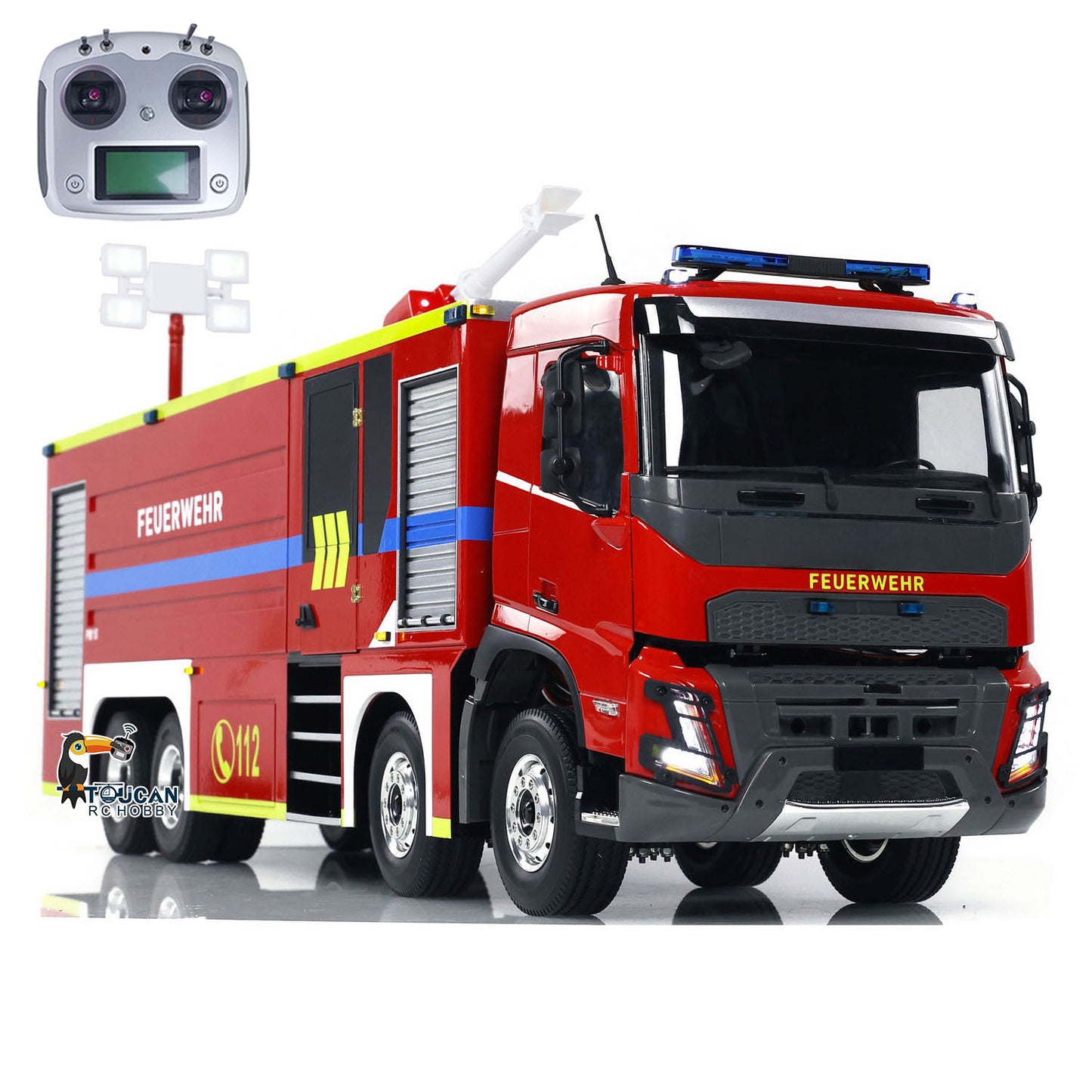 1/14 Remote Control Fire Truck 8x4 RC Fire Fighting Vehicles Model Lights Sounds