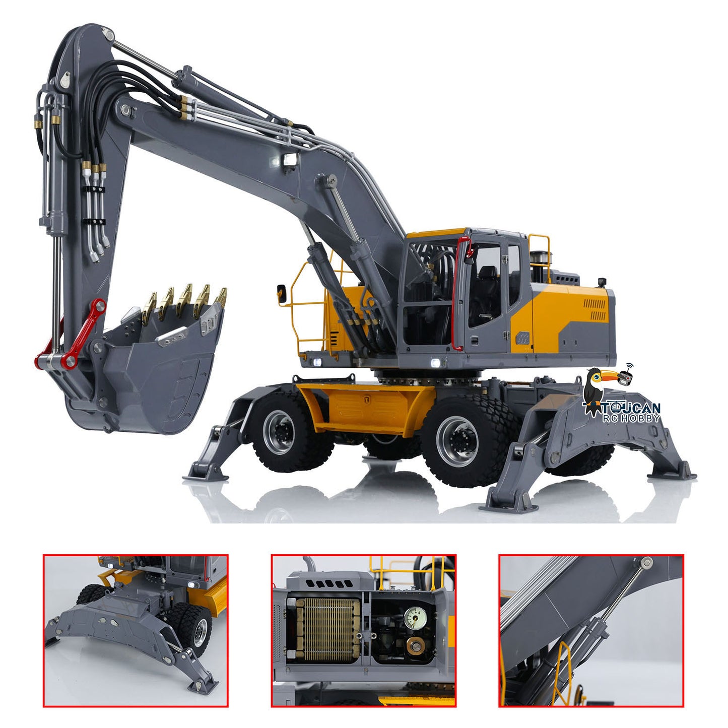 1/14 LESU RC Hydraulic Excavator Aoue ET30H Wheeled Digger Assembled and Painted Model Light System Pump Valve
