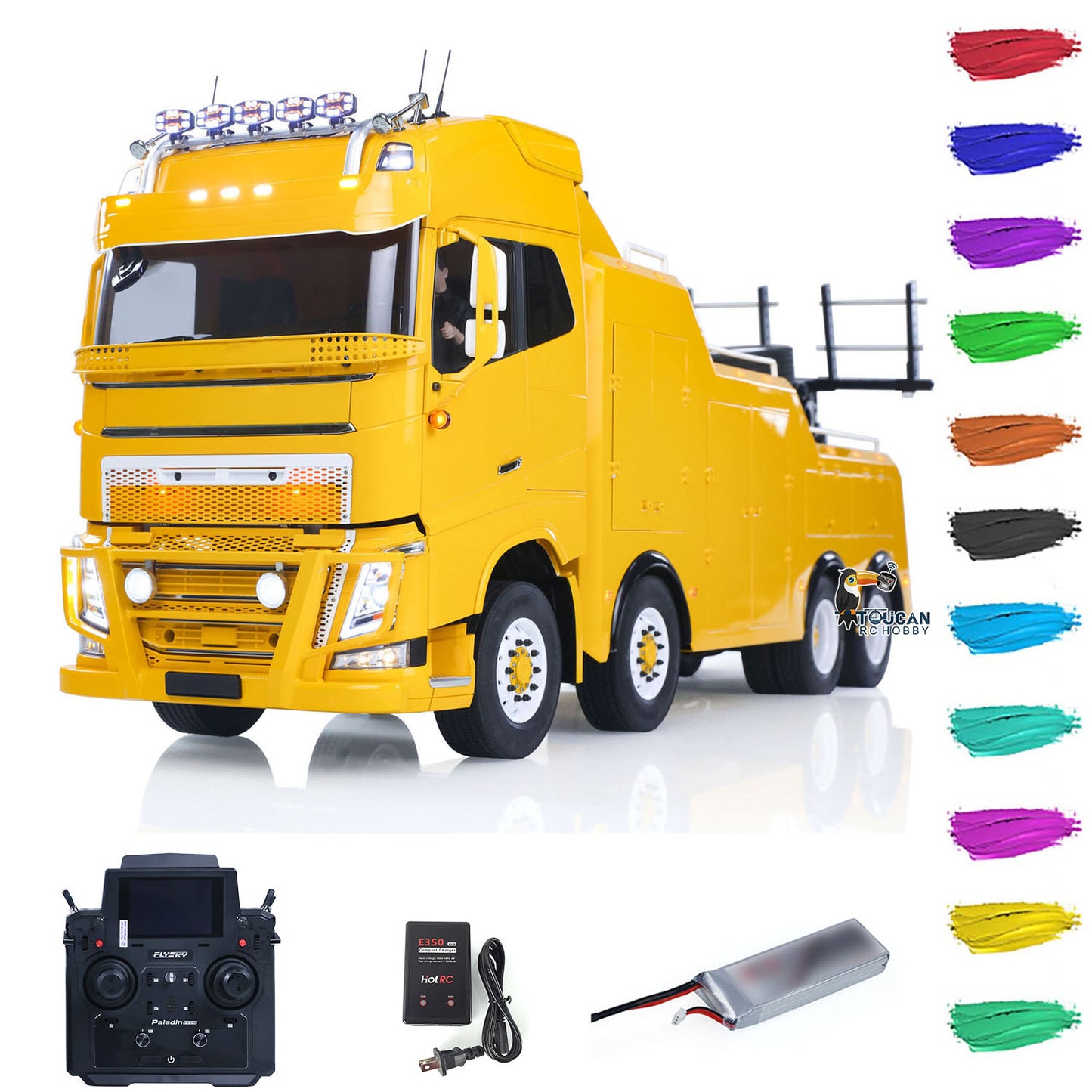 TOUCAN 8X4 Metal 1/14 RC Road Rescue Truck FH16 RTR 2Speed Model Car Flysky Paladin PL18EV Lite Radio Battery Smoke Light Sound