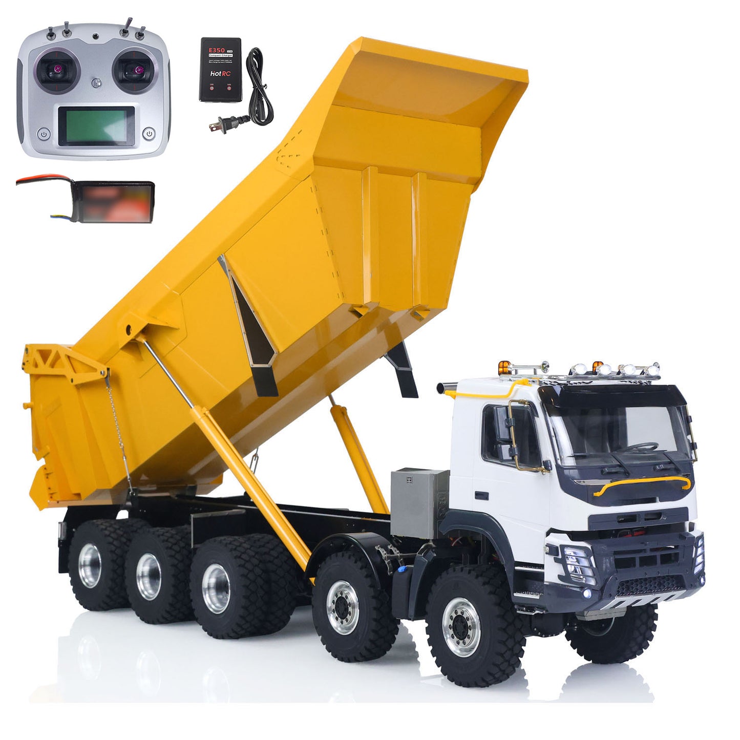 JDM 219 1/14 Metal Radio Controlled Hydraulic Dumper Truck 10X10 10X6 RC Tipper 3Speed Axles Transfer Case Differential Locks