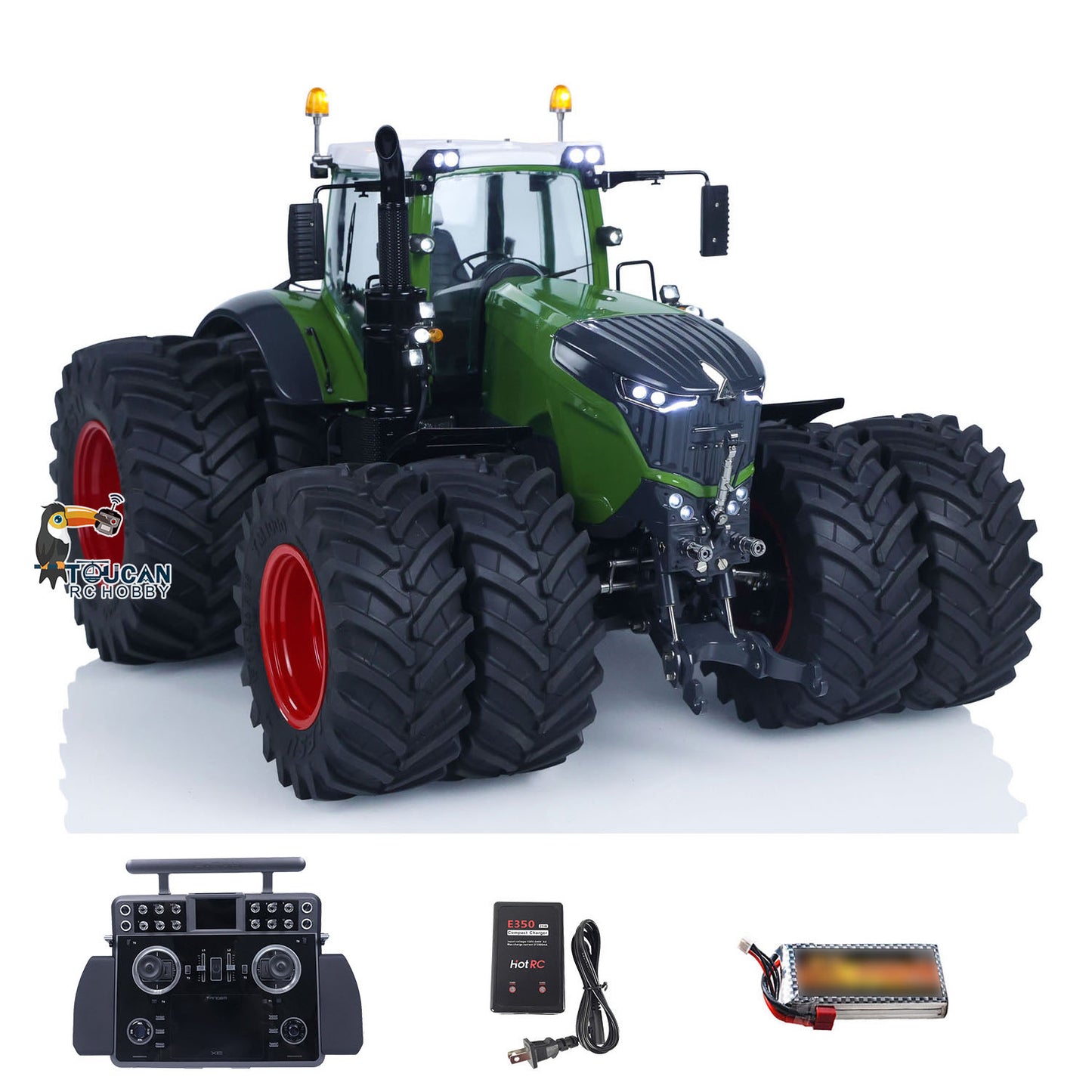 Double Wheel LESU AOUE 1050 Metal 4x4 1/14 Hydraulic RC Tractor Frsky XE Lite Radio Battery Smoke New Agricultural Vehicles