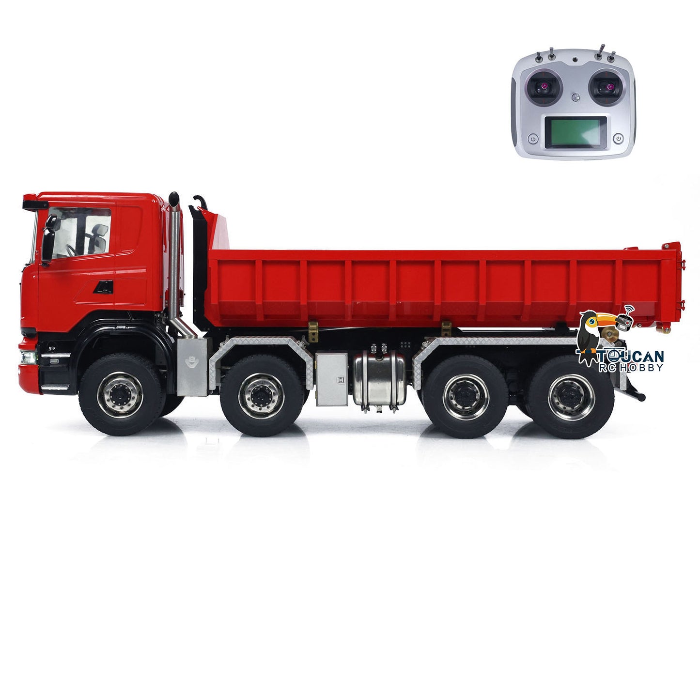 Metal 8x8 1/14 RC Hydraulic Dump Truck Roll-on Remote Control Full Dumper Car Model PNP Sound Light 3-speed Transmission