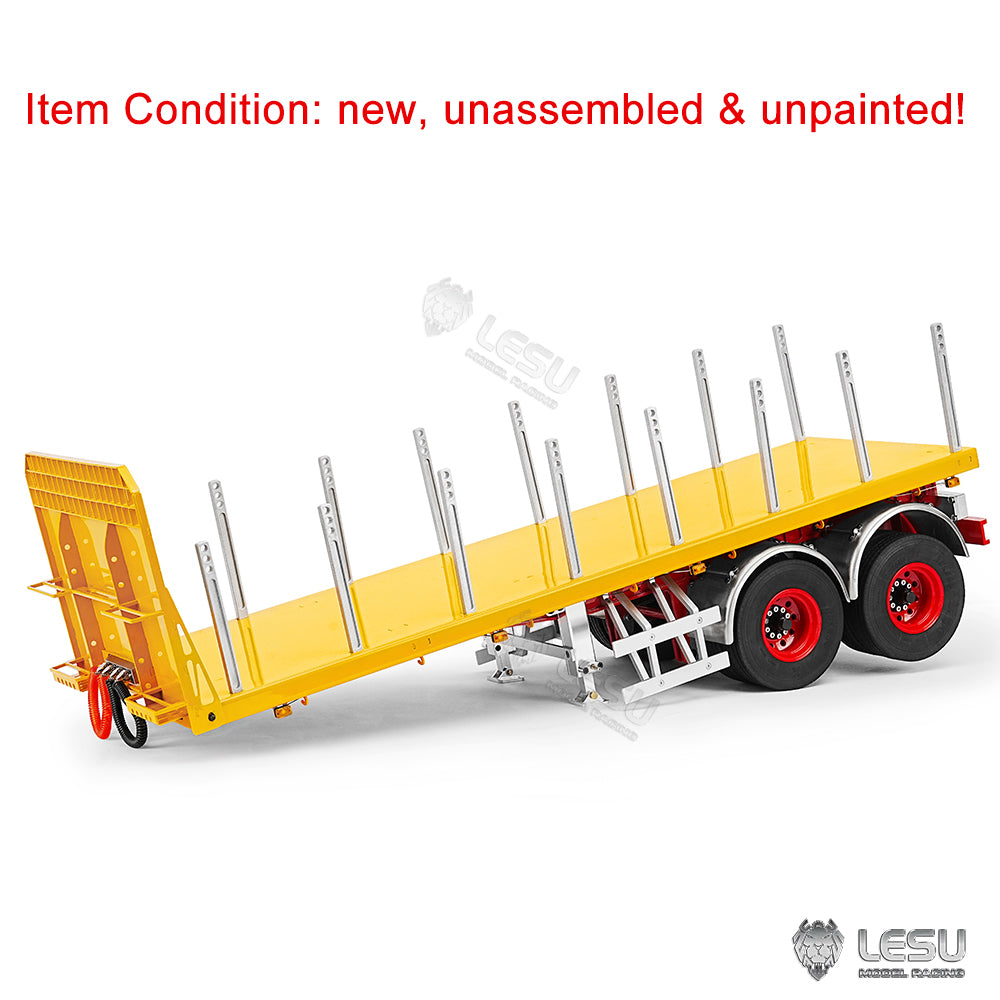 1/14 Scale 20FT LESU Semi Metal Trailer Assembled and Painted/Unpainted for Remote Control Cars RC Tractor Truck DIY Models Lights