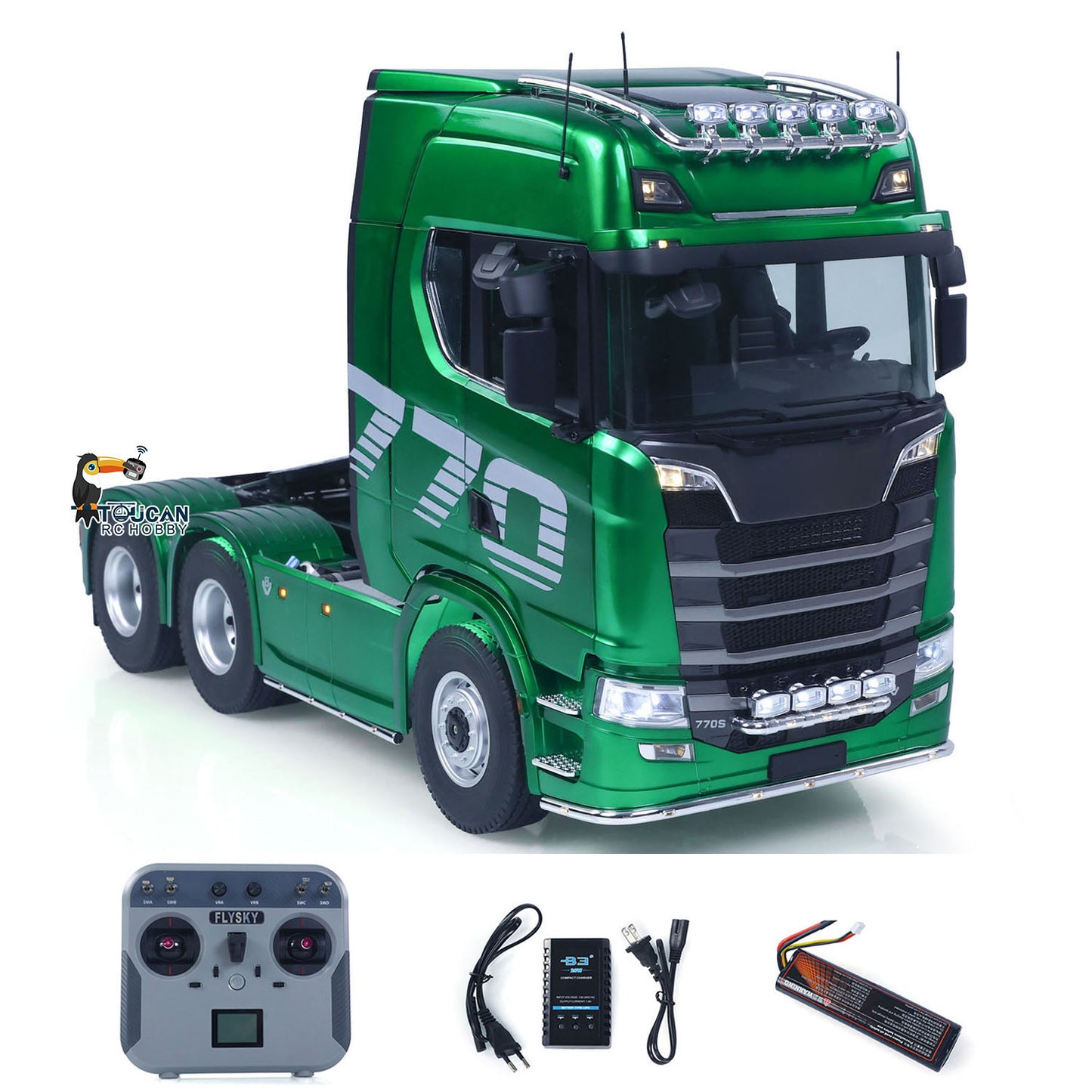 RTR TOUCAN 1/14 Romote Control Tractor Truck 770S 6*6 2Speed RC Lorry Car Axle Locks Openable Door Lights Sounds Smoke Unit Ready to Run