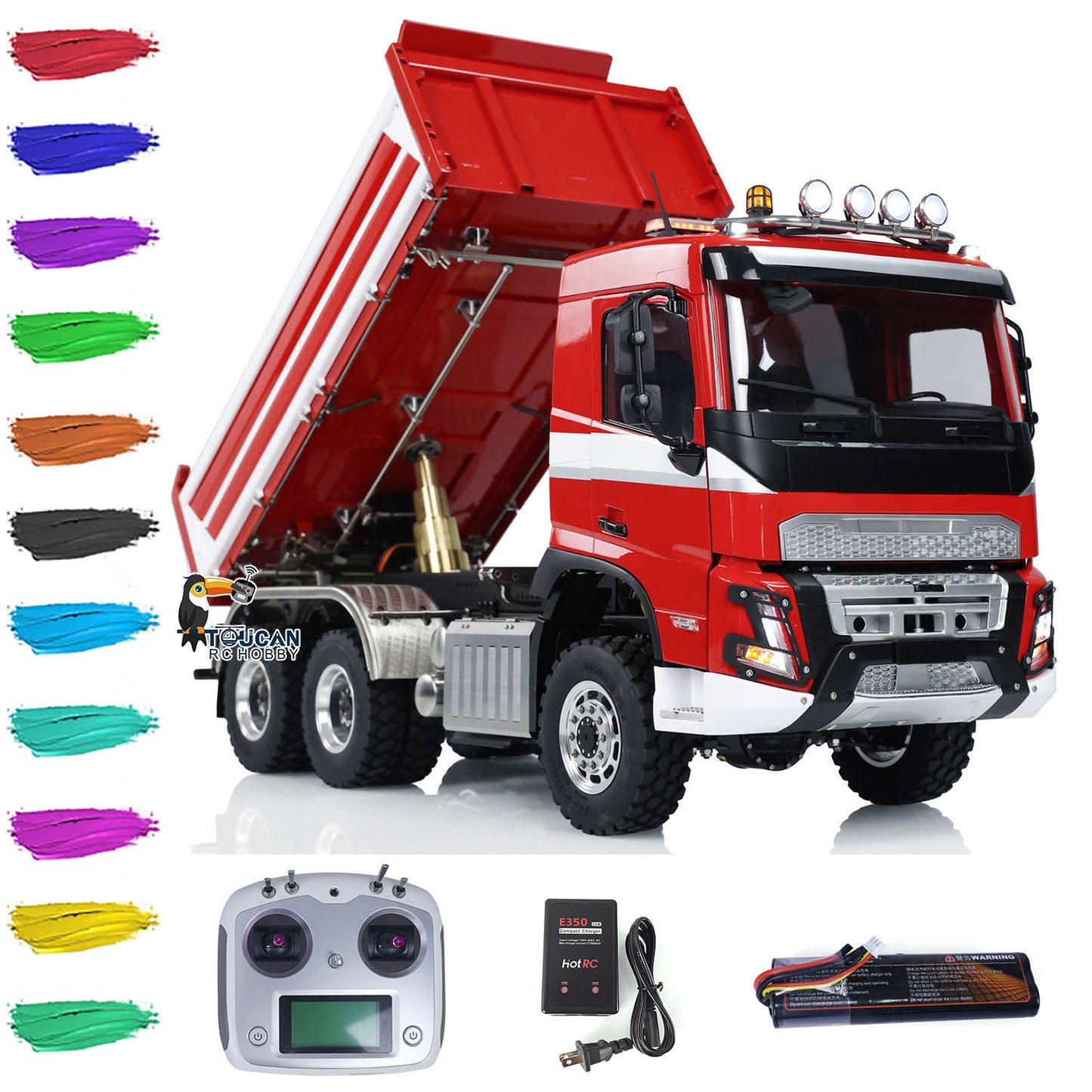 LESU Metal 6x6 1/14 3-way RC Hydraulic Dumper Car Remote Control Dump Truck DIY Vehicle RTR Painted Assembled Upgraded