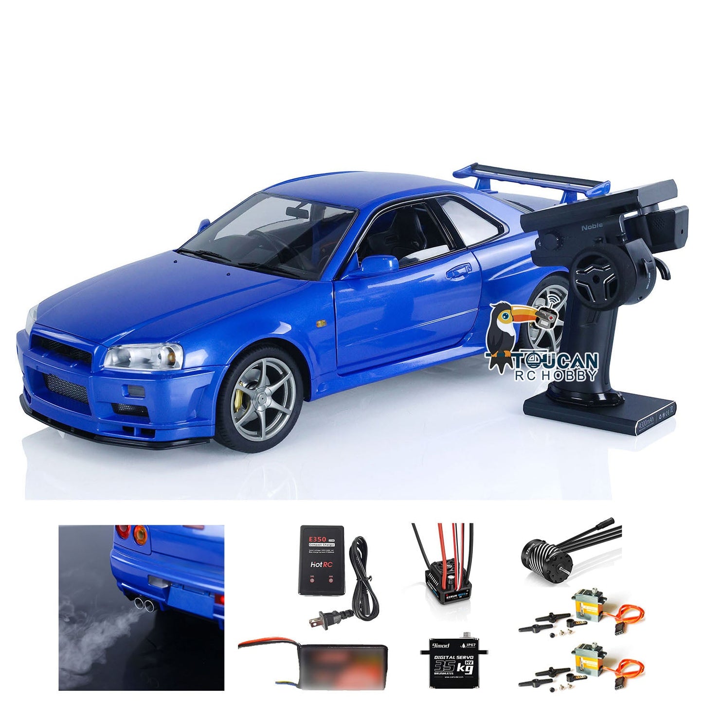 Capo 1/8 Metal 4x4 RC Racing Car Radio Controlled Drift Vehicle Model 4WD R34 GTR-R34 RTR High-speed Light Sound