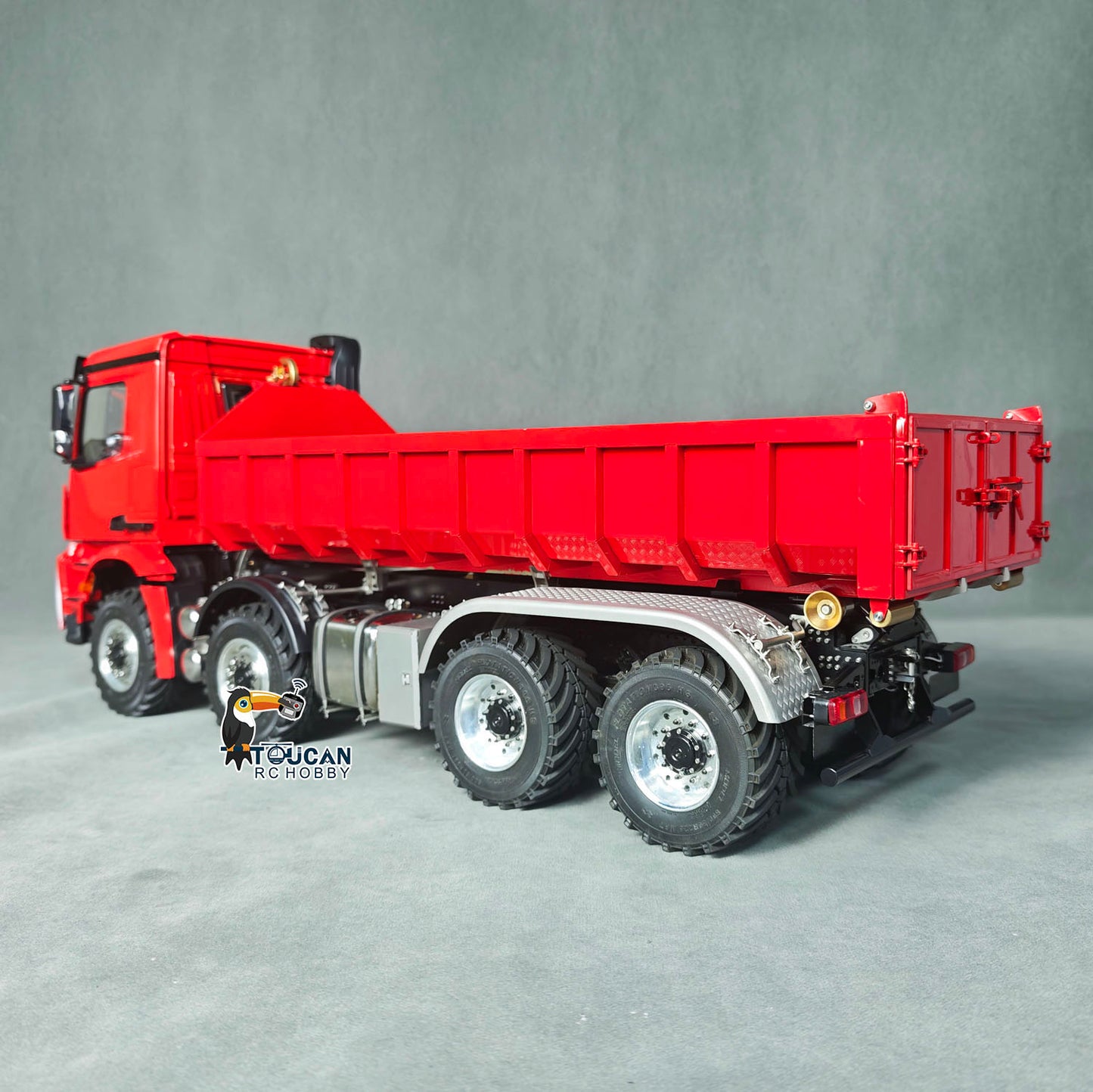 1/14 Remote Control Hydraulic Roll On Off Dumper 3 Valves 8*8 RC Full Tipper 3Speed Gearbox Light Sound System No Battery
