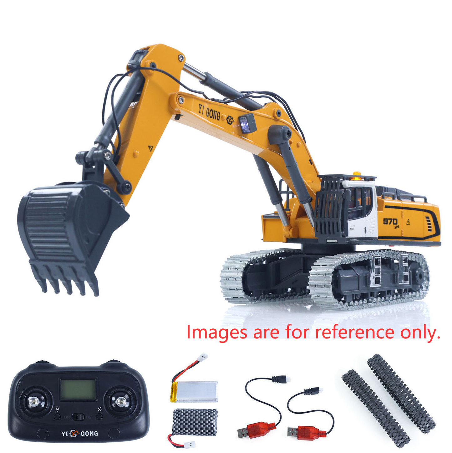 Second Hand US Stock 1/50 RC Excavator K970 Engineering Vehicle Remote Control Electric Lifting Digger Metal Bucket Tracks Light Sound RTR Battery